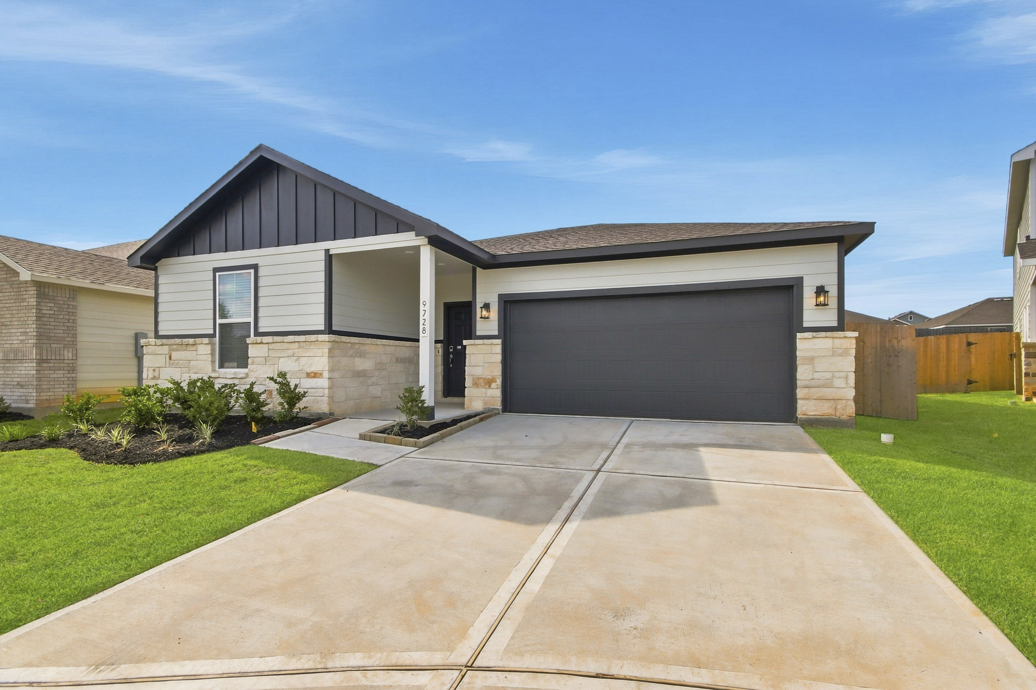 A house with a garage.