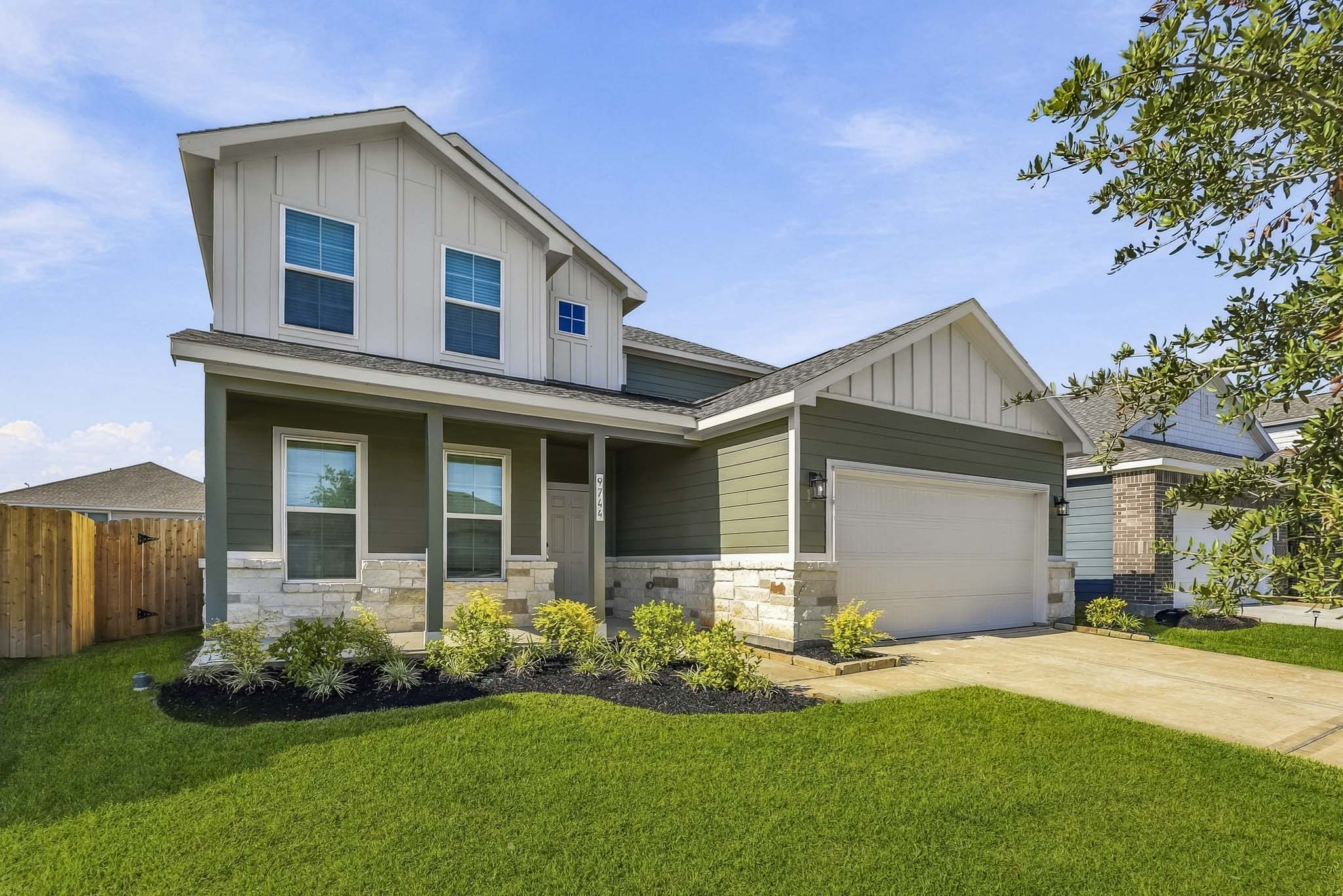 A house with a garage.