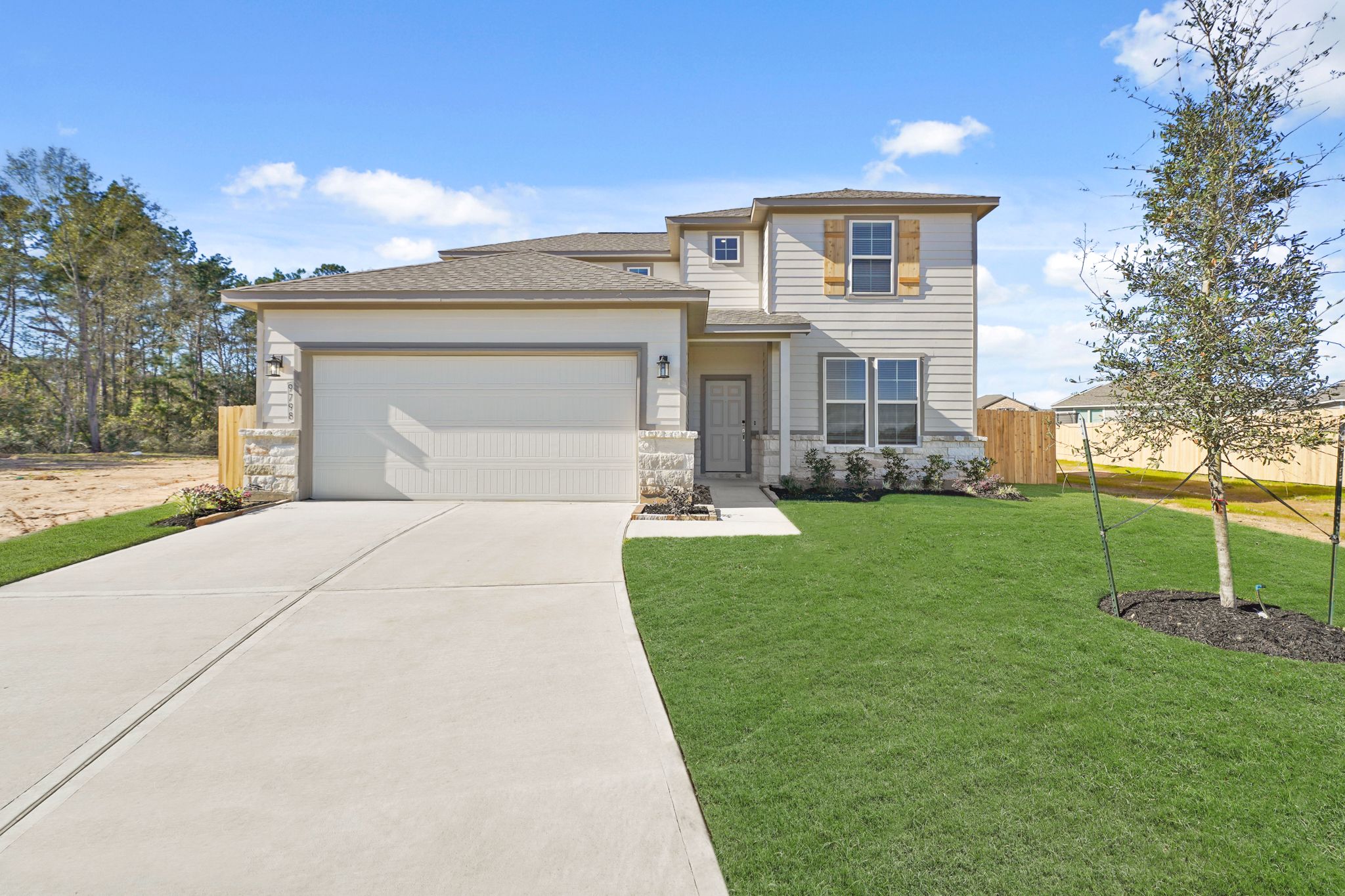 A house with a driveway.