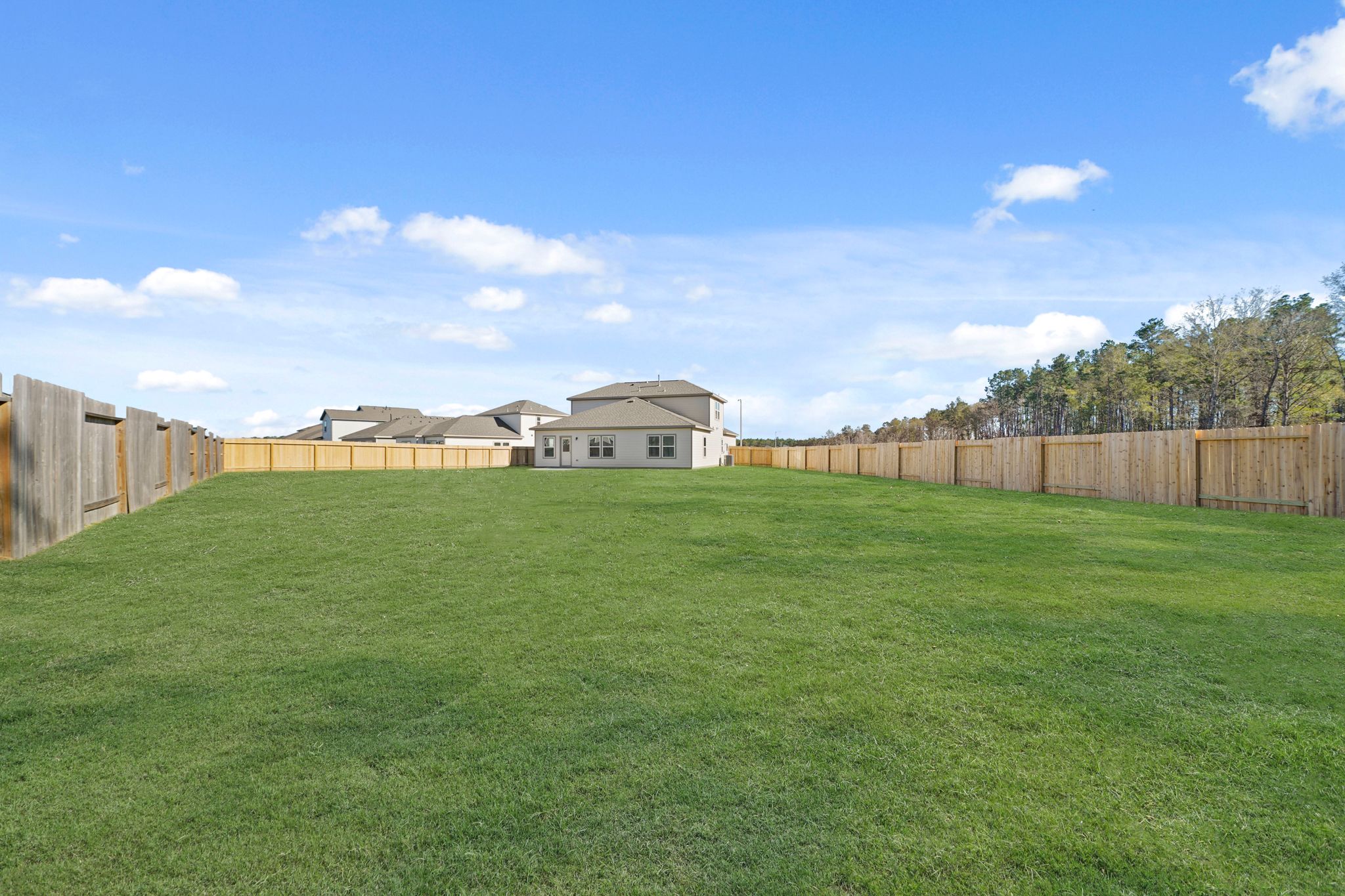 A large green field.