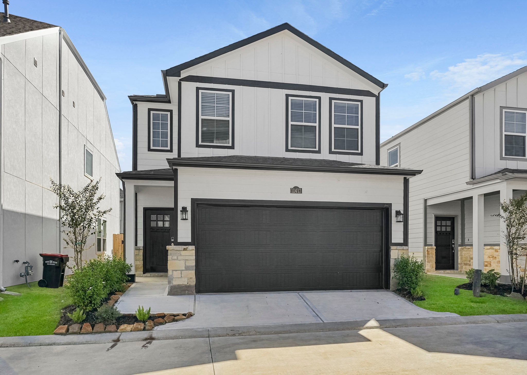 A garage in a neighborhood.