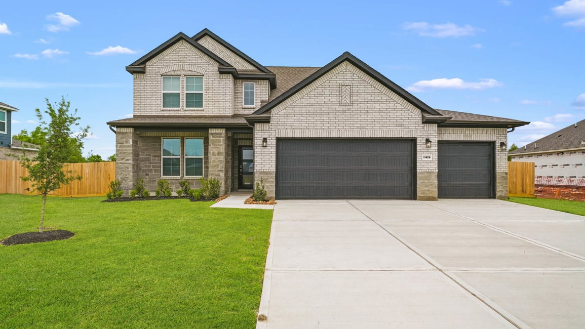 A house with a driveway.