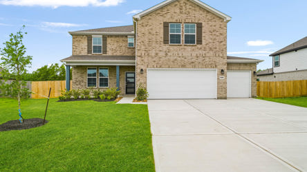 A house with a driveway.