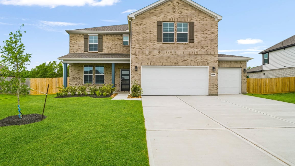 A house with a driveway.