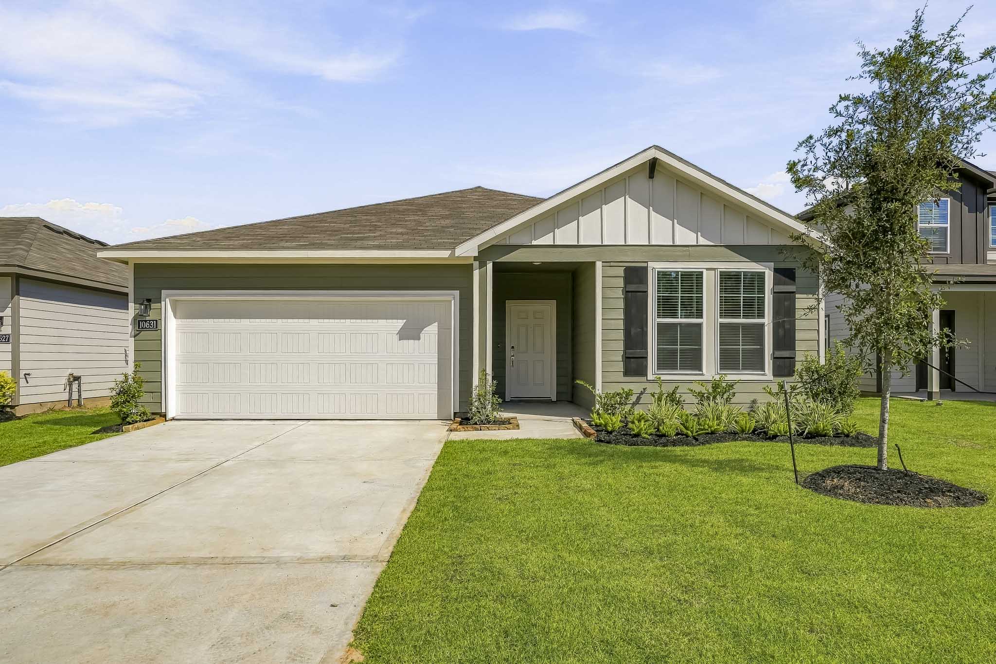 A house with a garage.