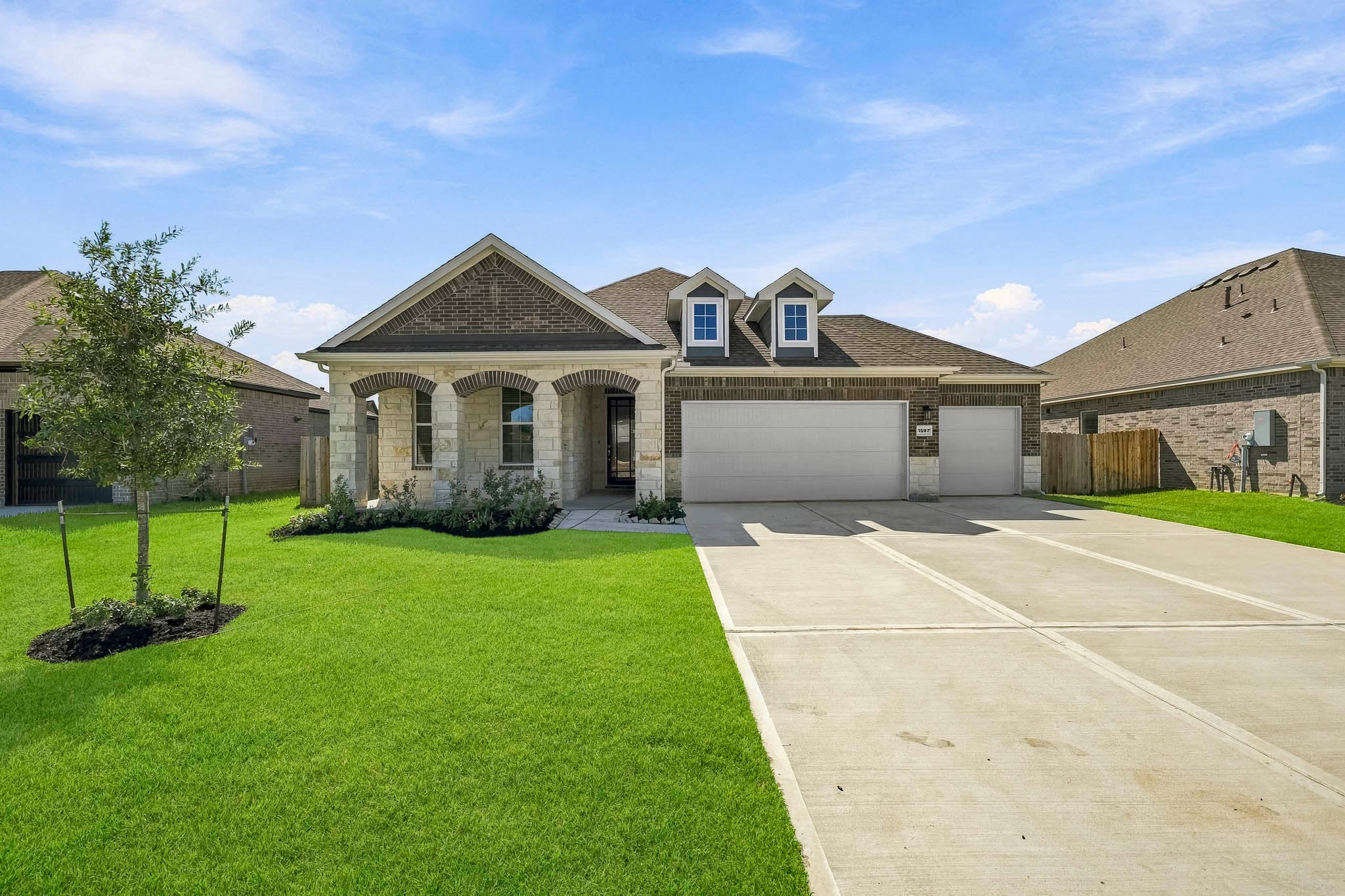 A house with a driveway.
