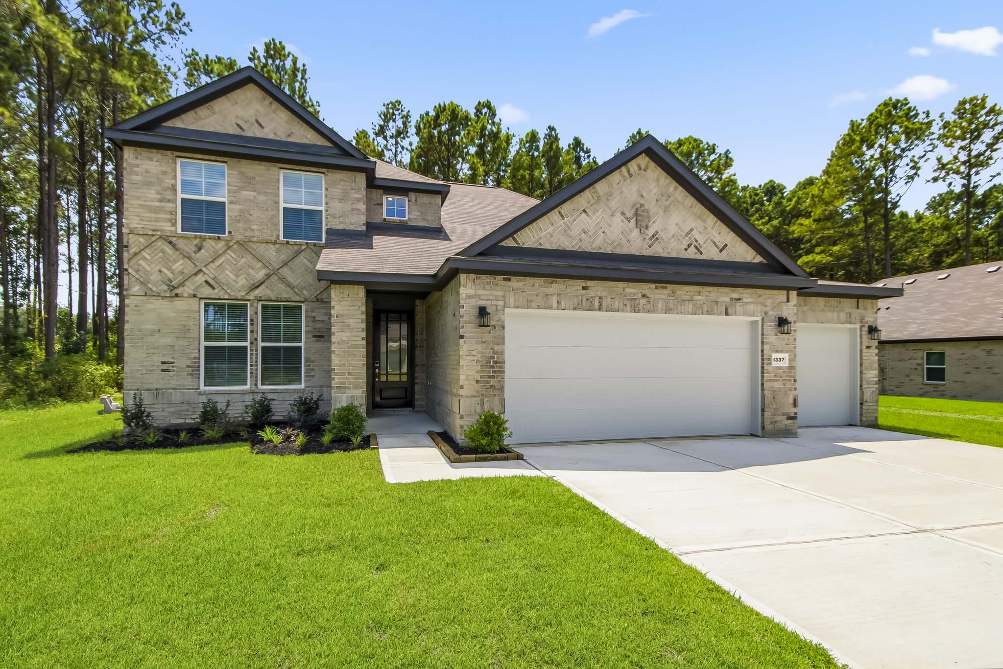 A house with a garage.