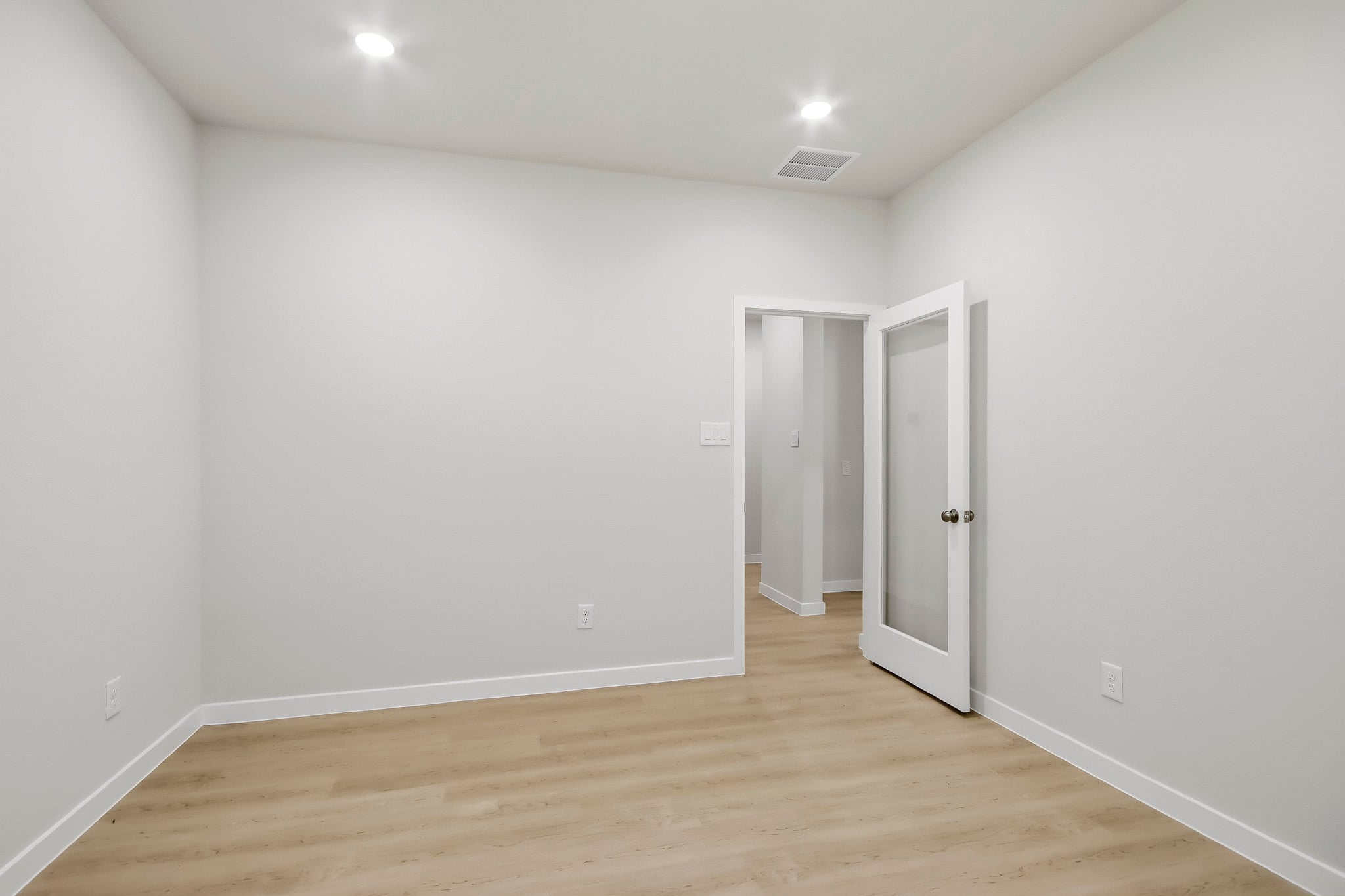 A room with white walls.