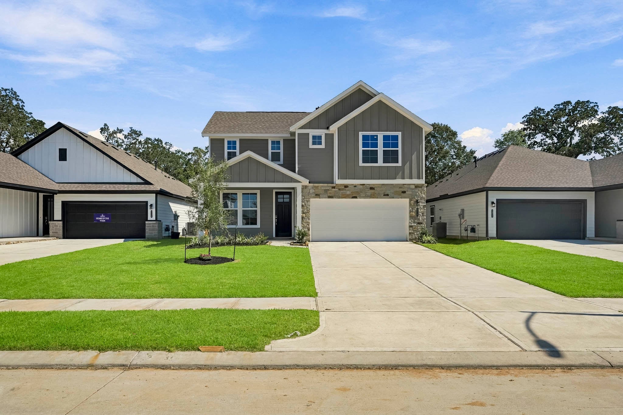 A house with a driveway.