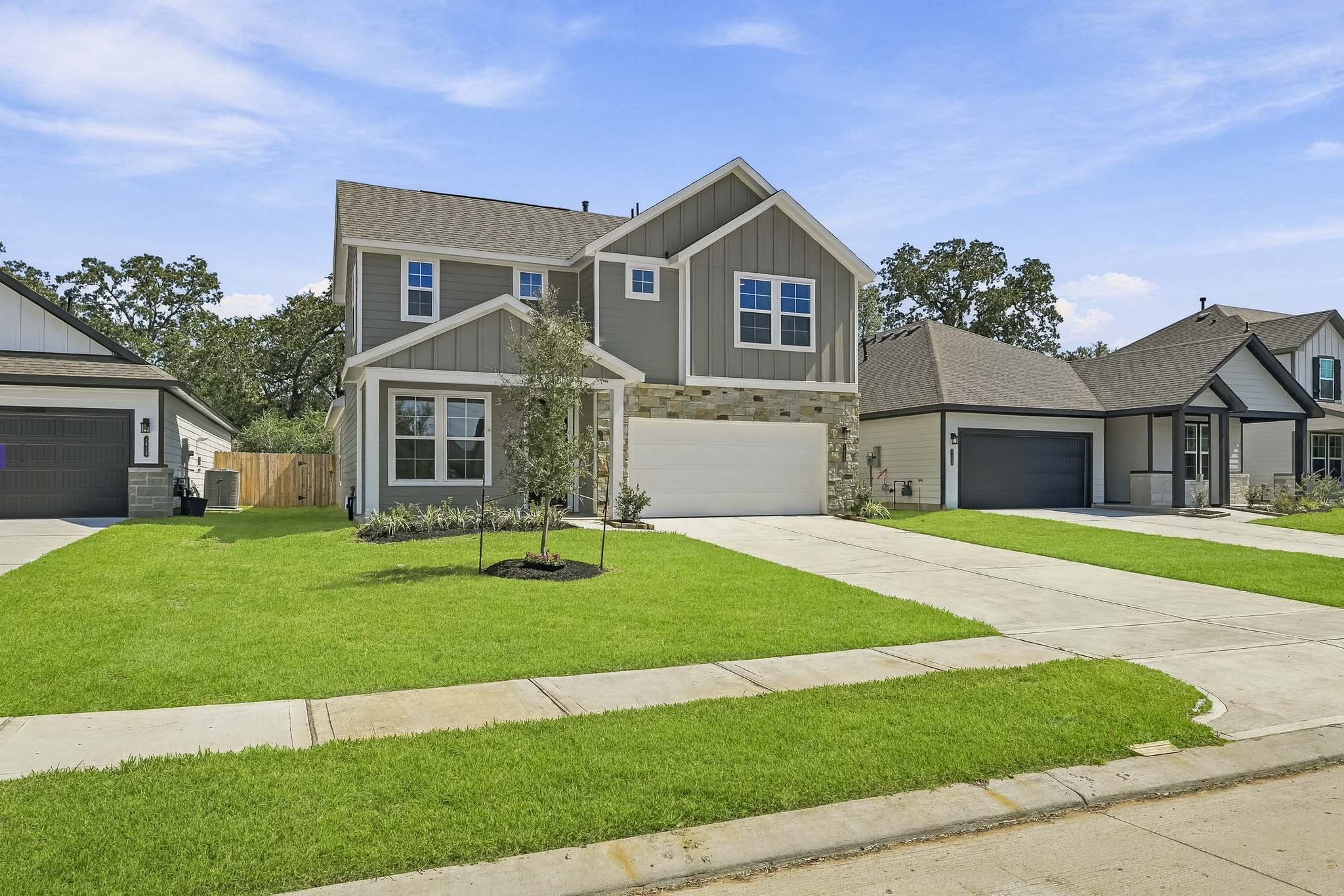 A house with a lawn.