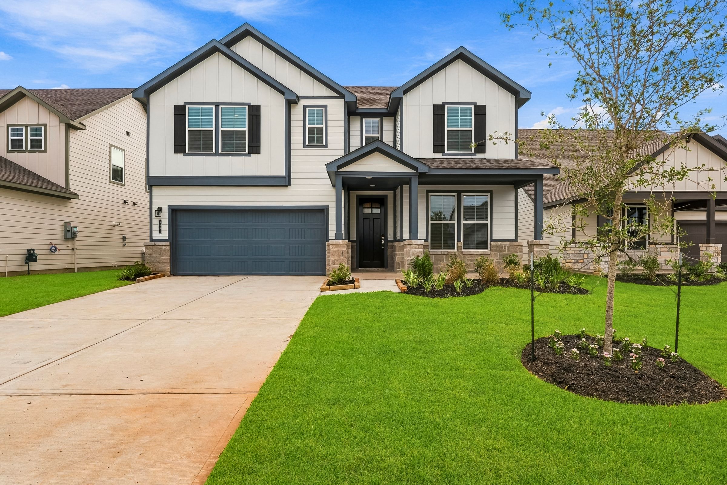 A house with a driveway.