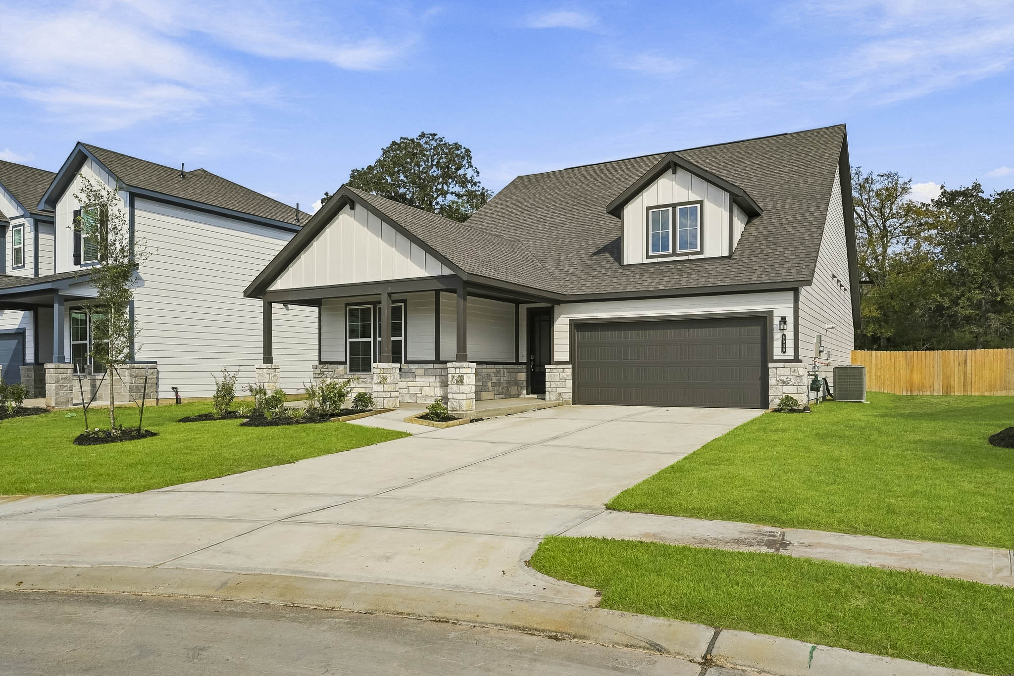A house with a driveway.