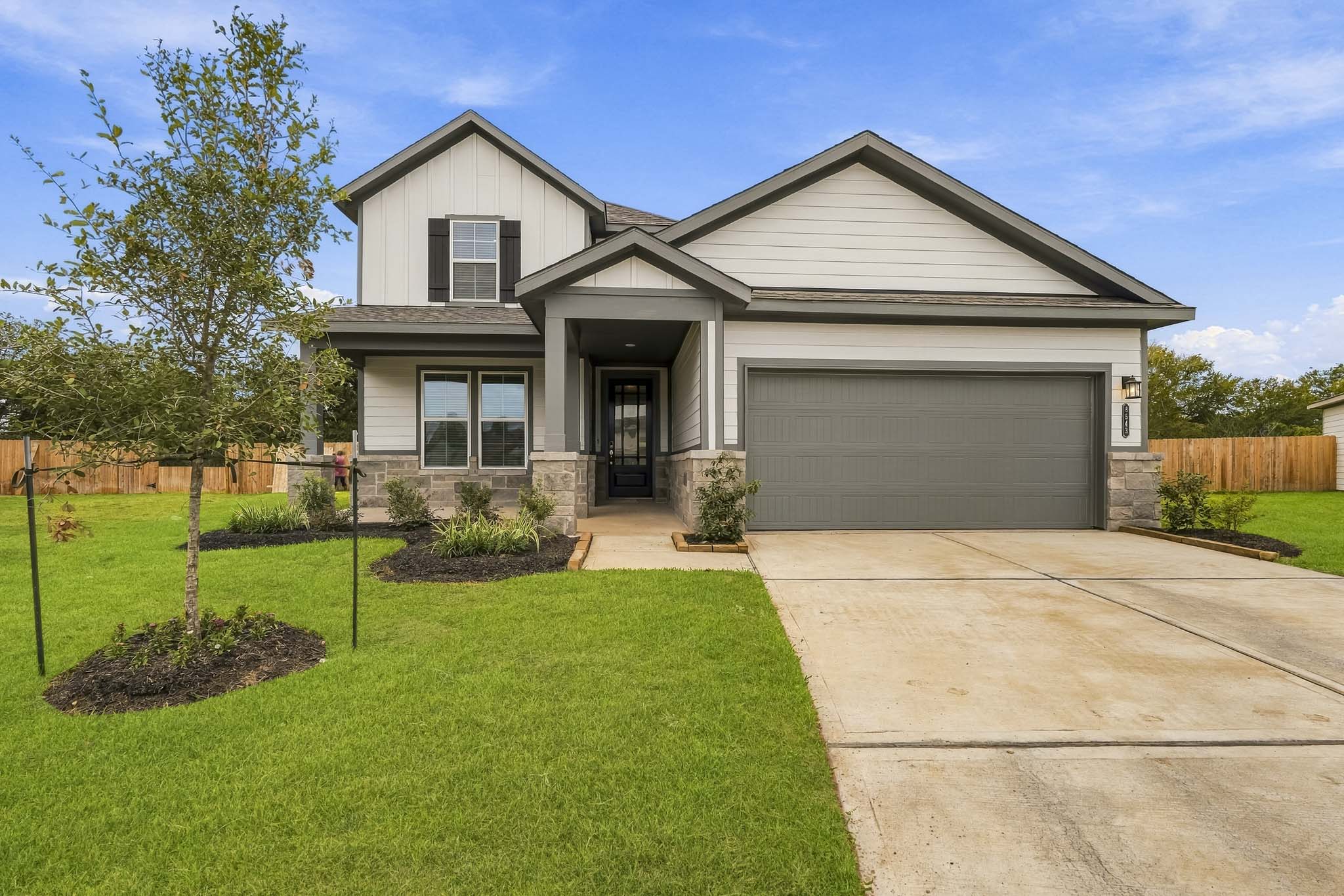 A house with a driveway.