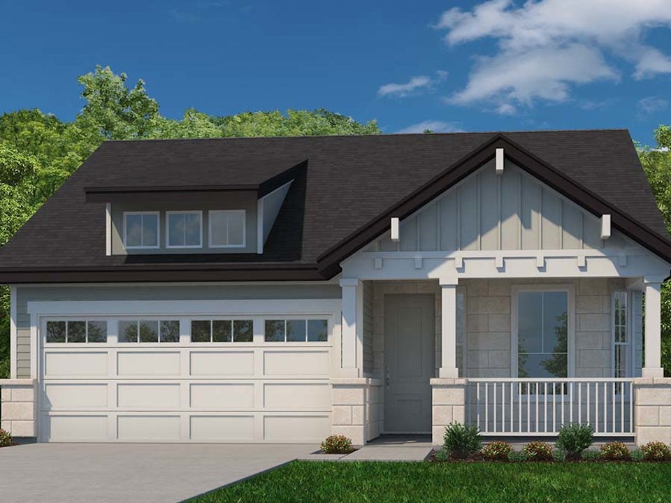 A house with a large front yard.