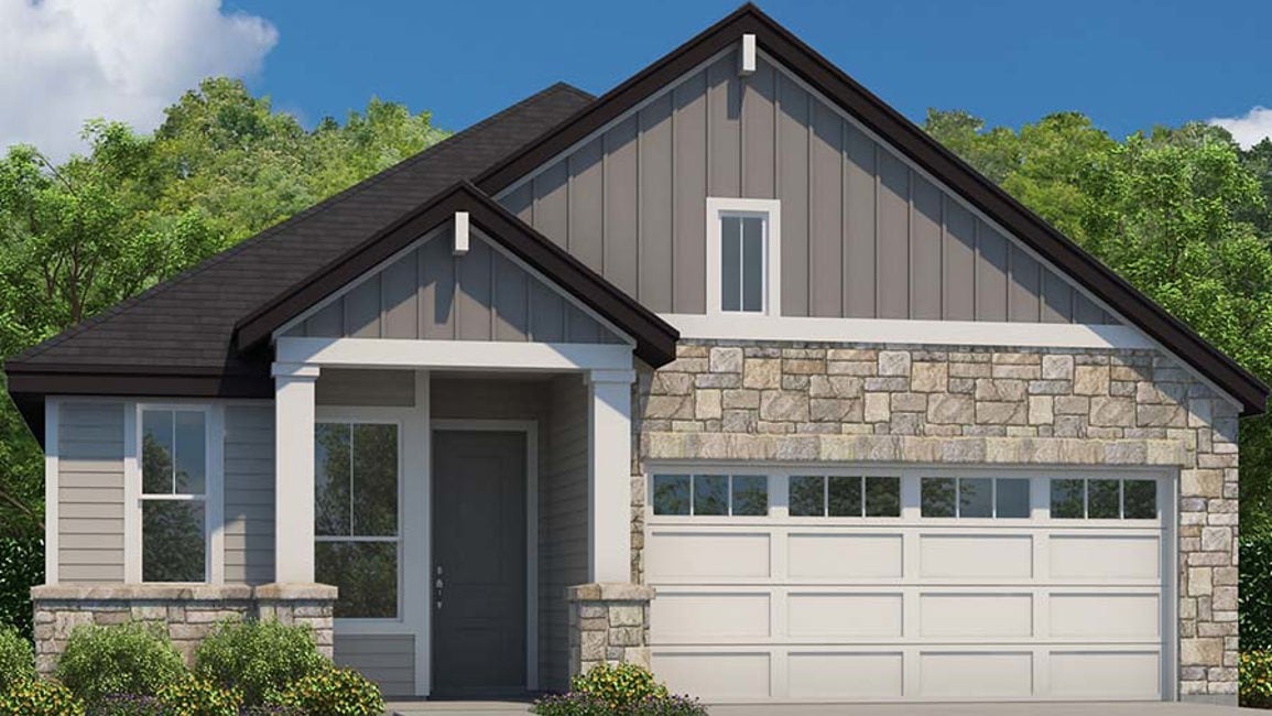 A house with a garage.
