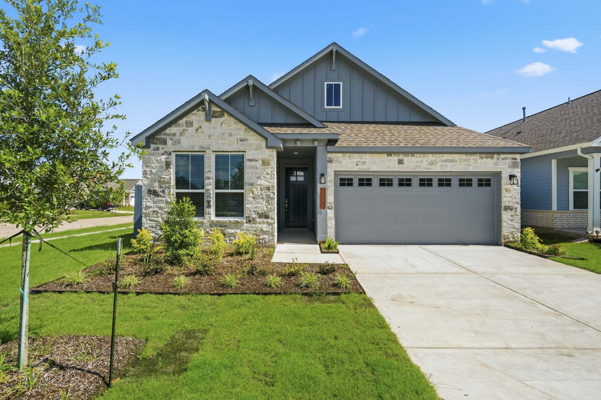 A house with a garage.
