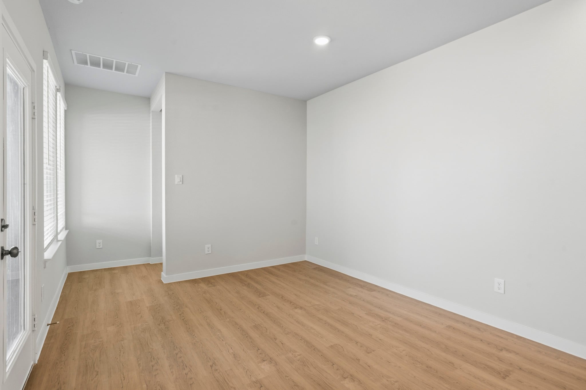 A room with white walls.