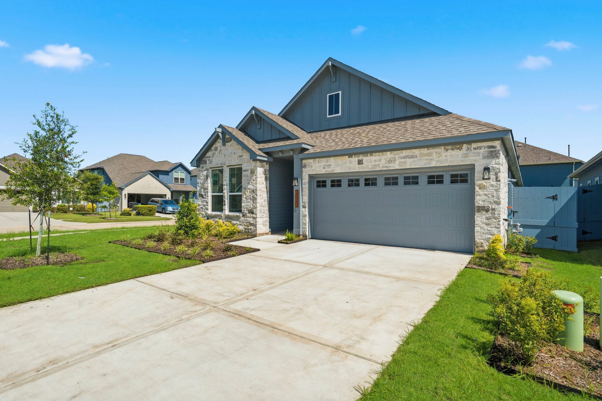 A house with a garage.