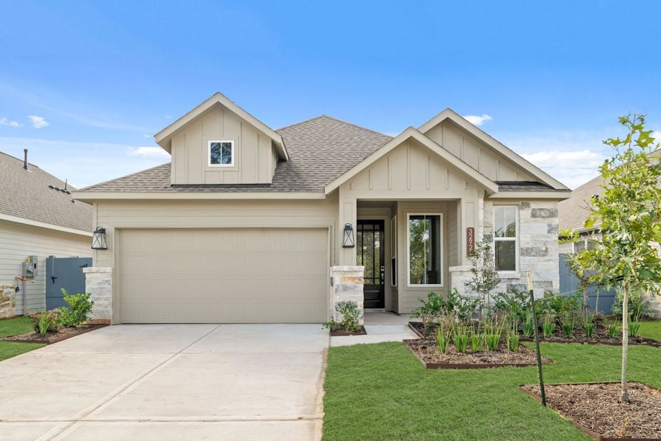 A house with a garage.