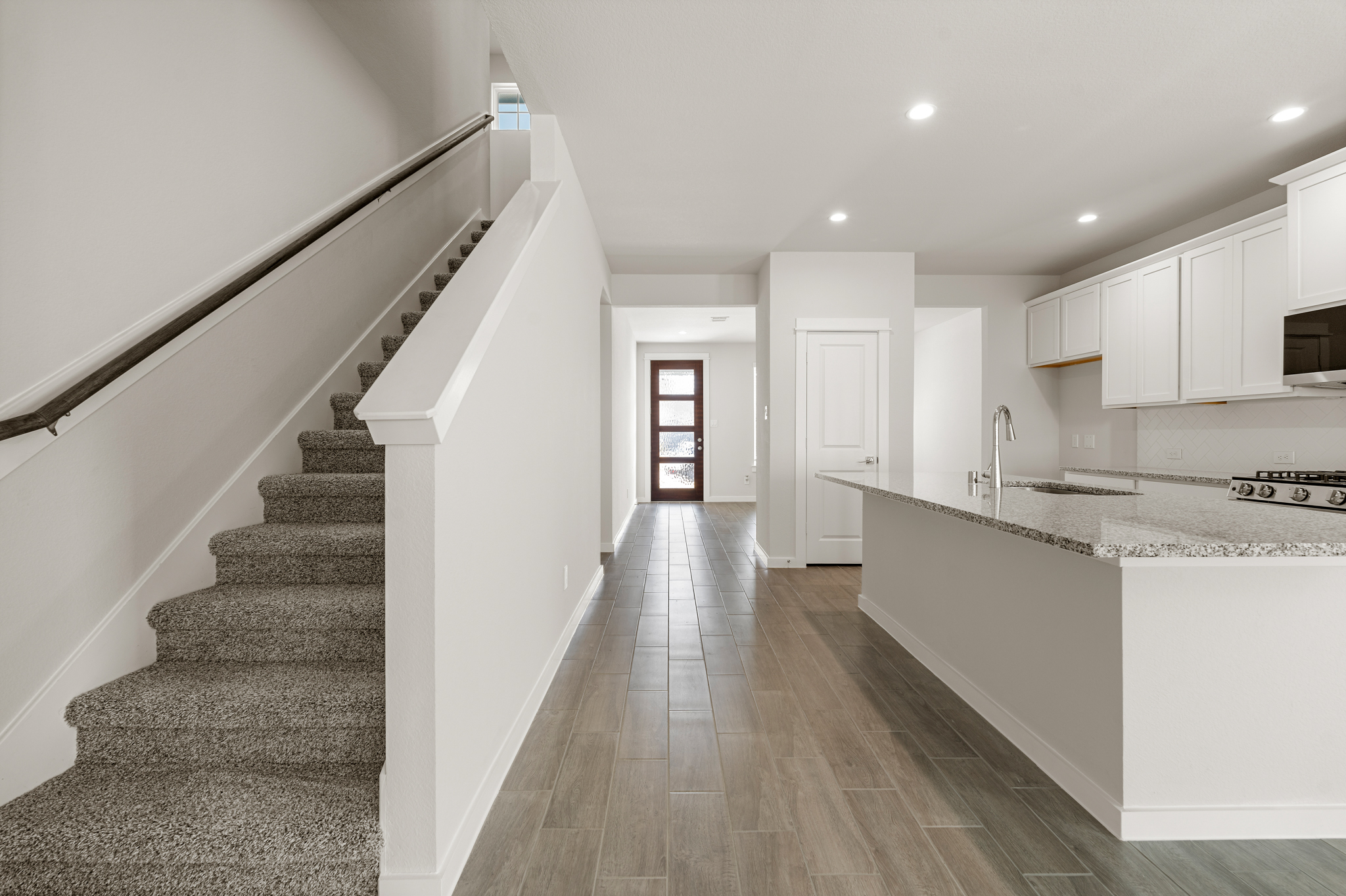 A kitchen and living room.