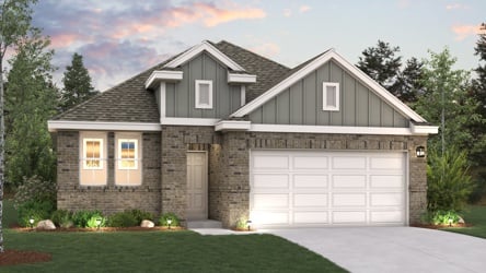 A house with a garage with American Gothic House in the background.
