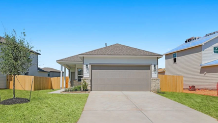A house with a garage.