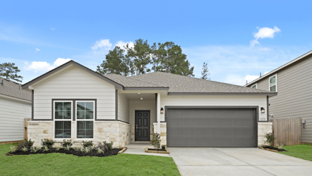 A house with a garage.
