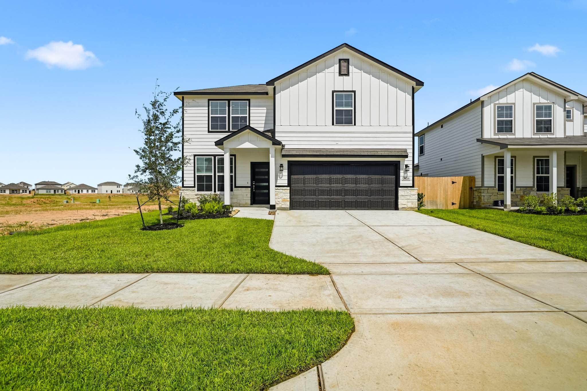 A house with a garage.