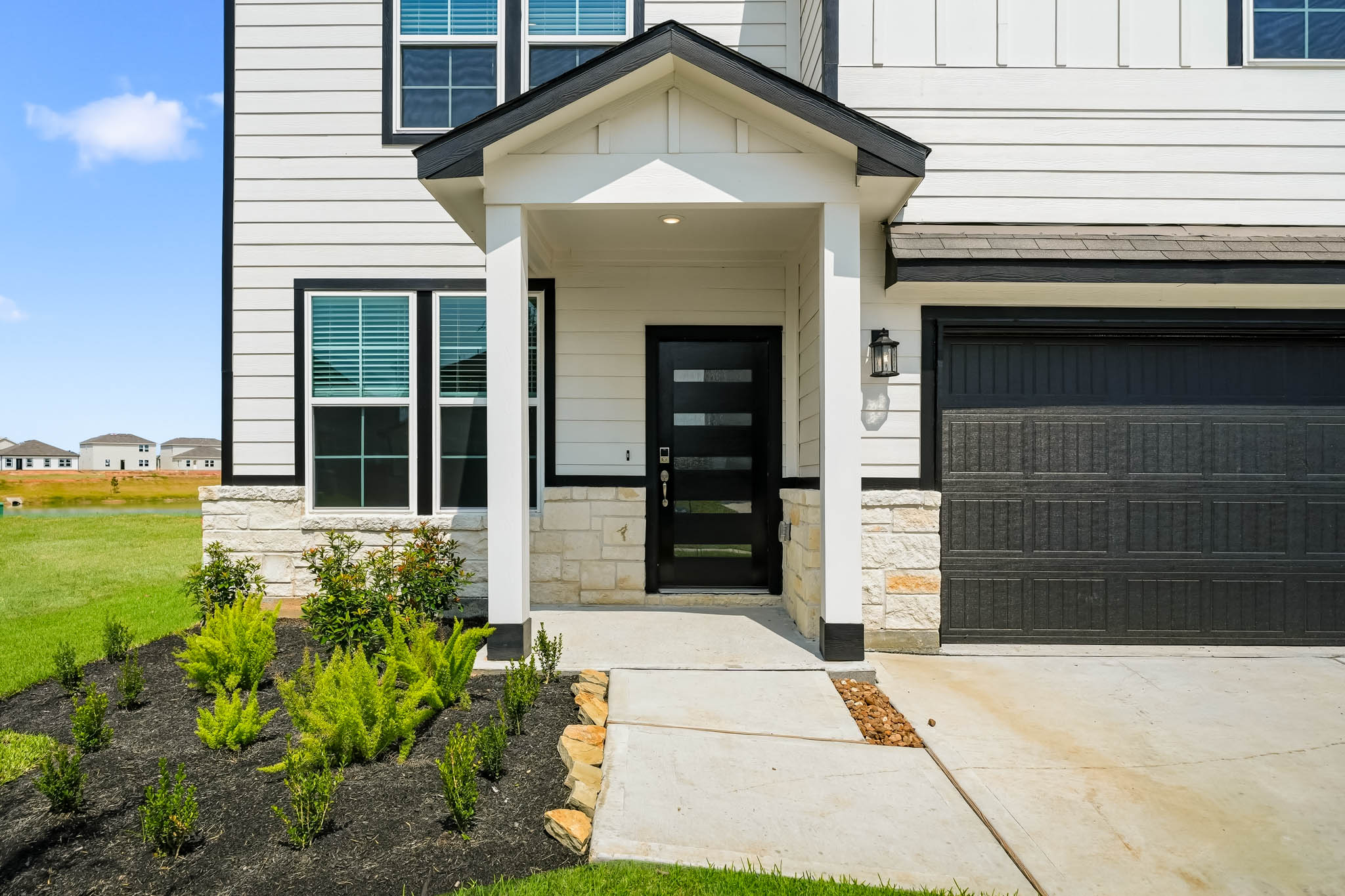 A house with a garage.