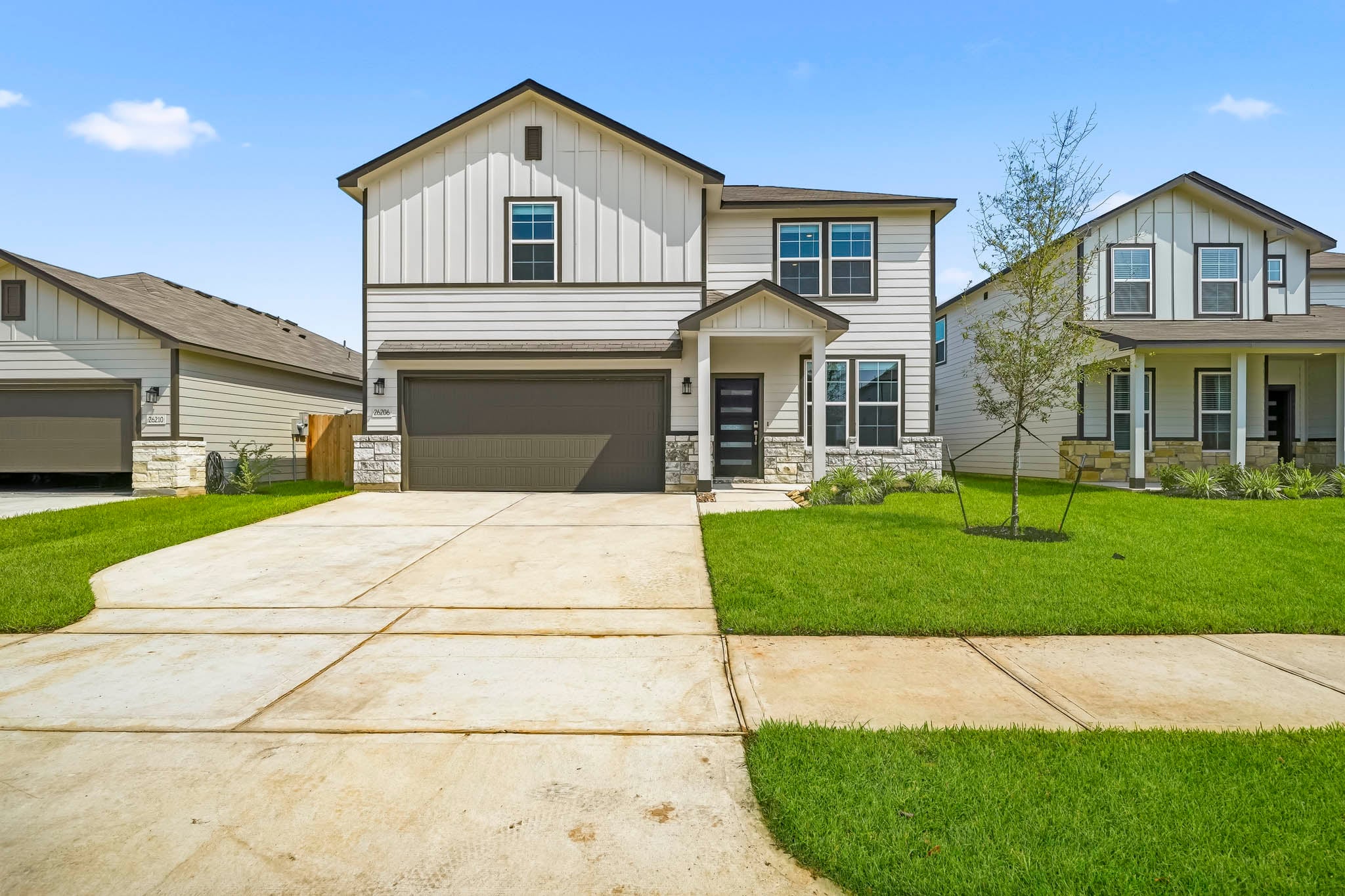 A house with a garage.
