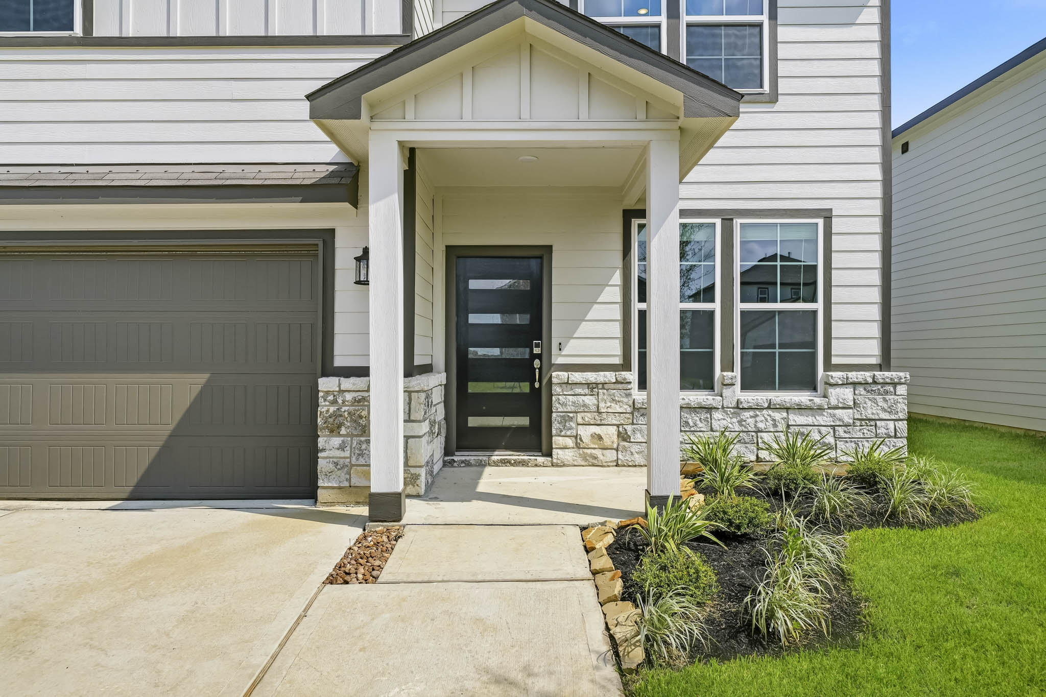A house with a garage.
