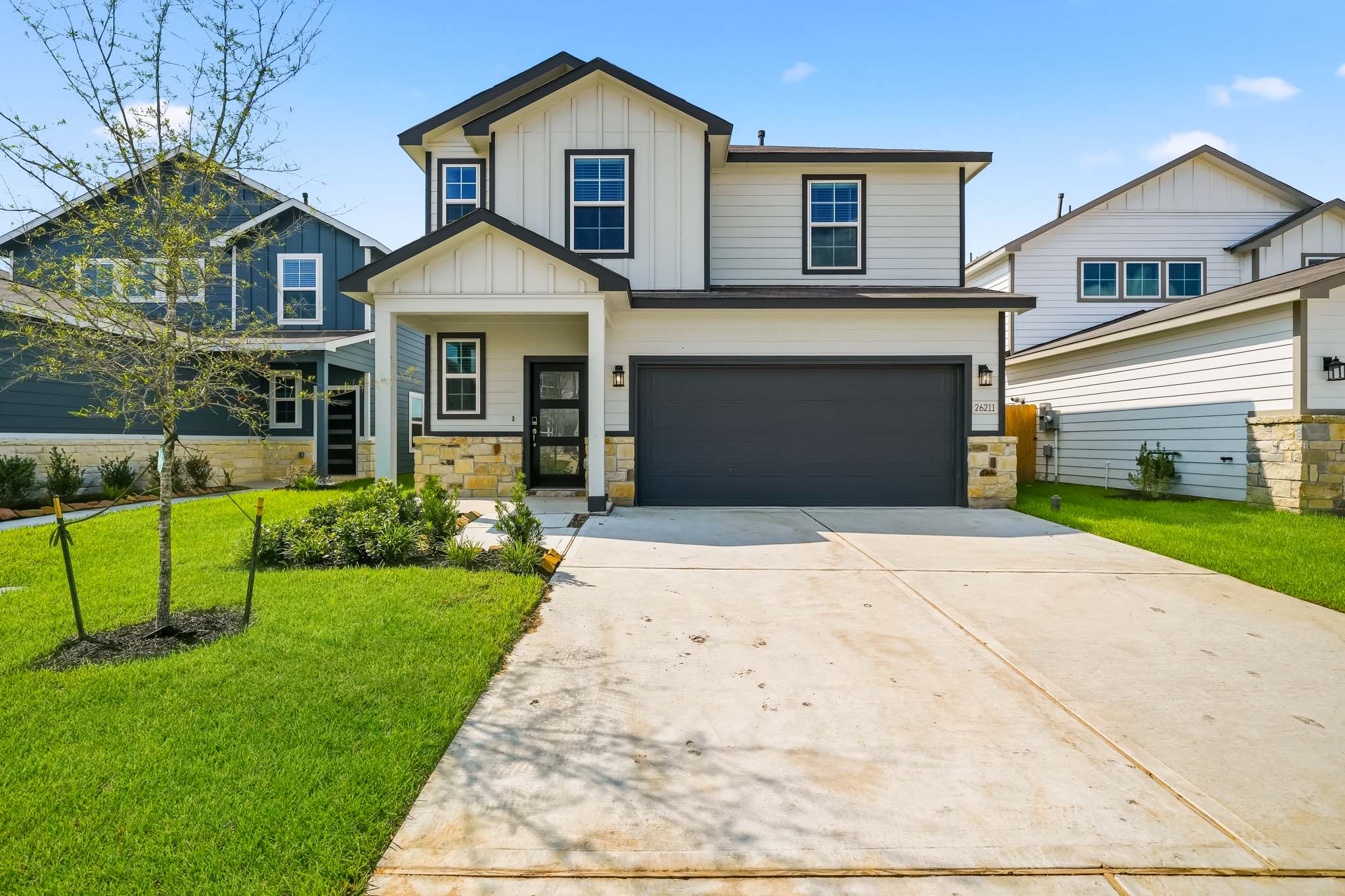 A house with a driveway.