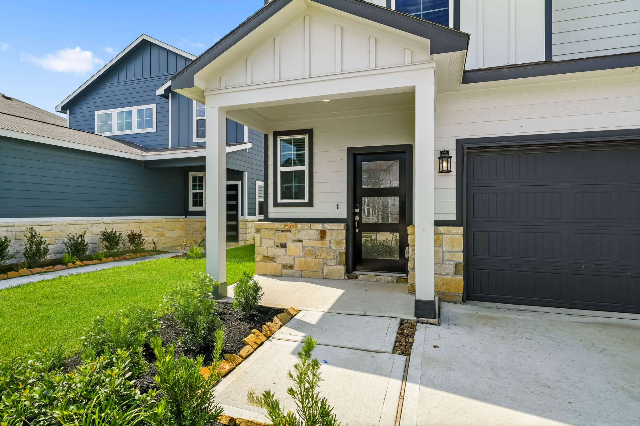 A house with a garage.