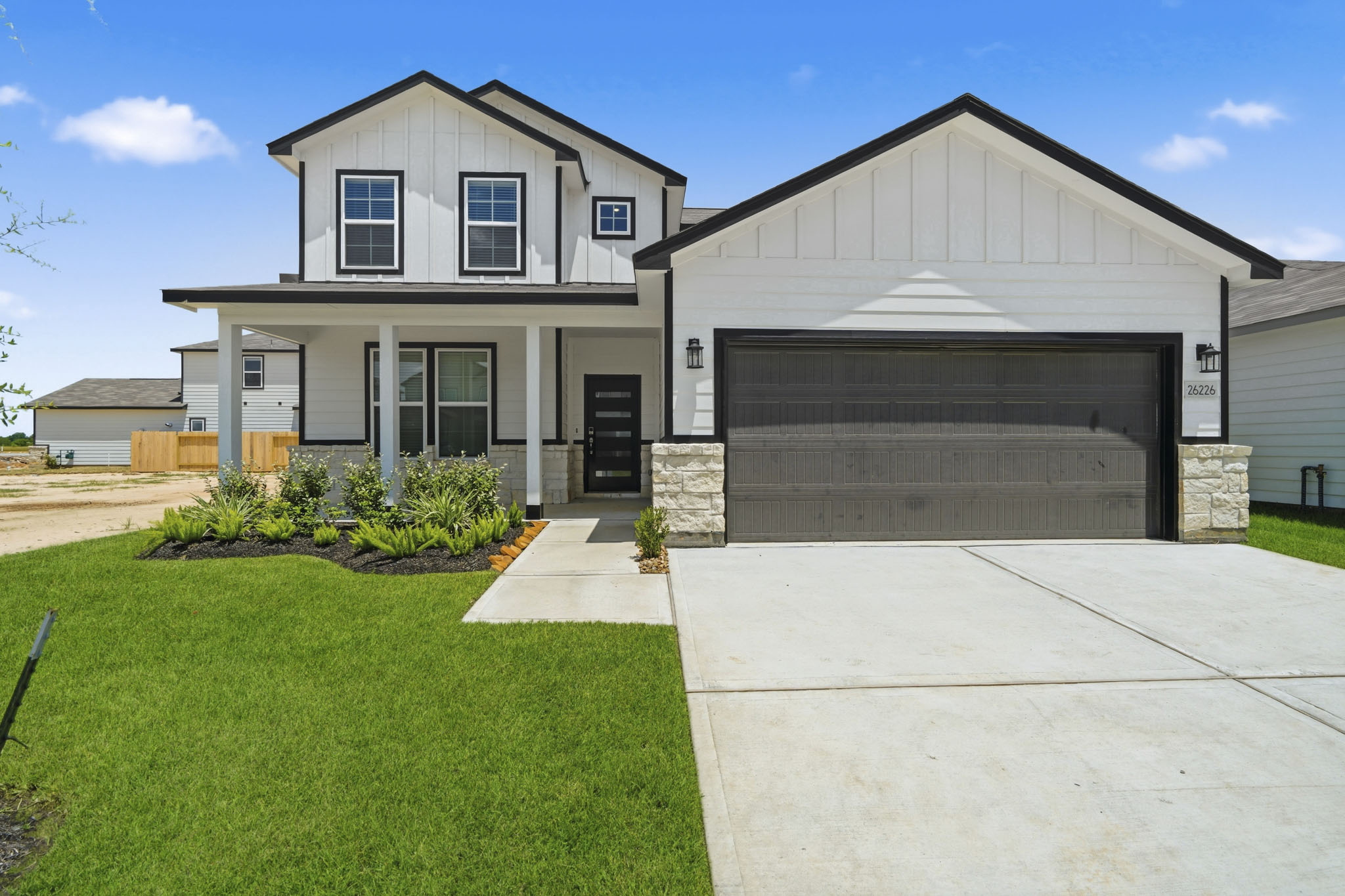 A house with a garage.