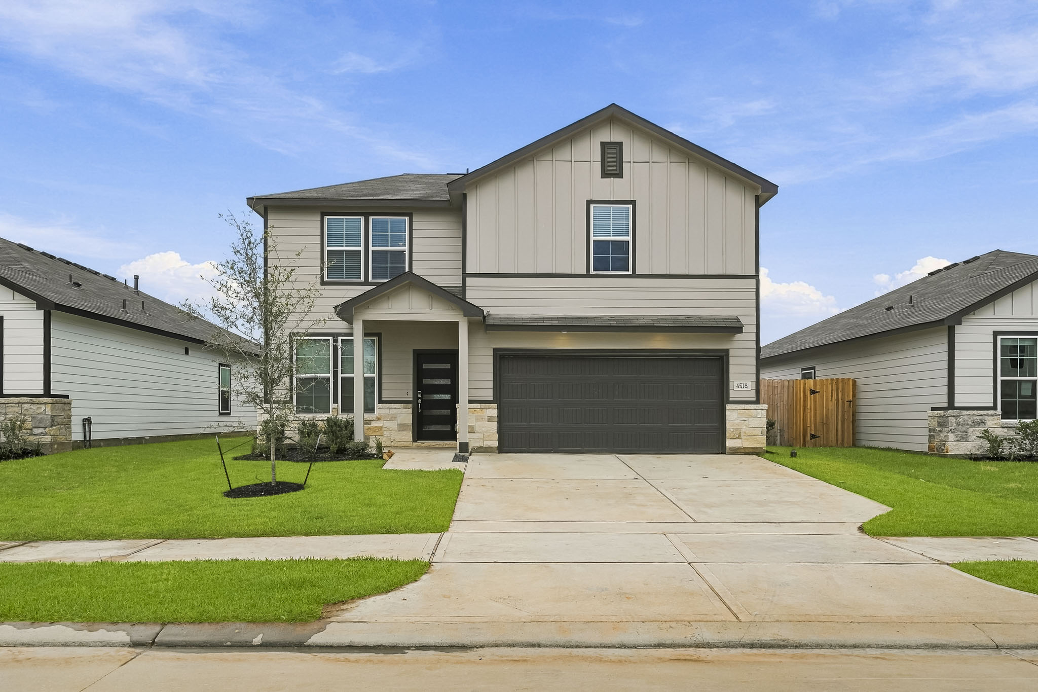 A house with a driveway.