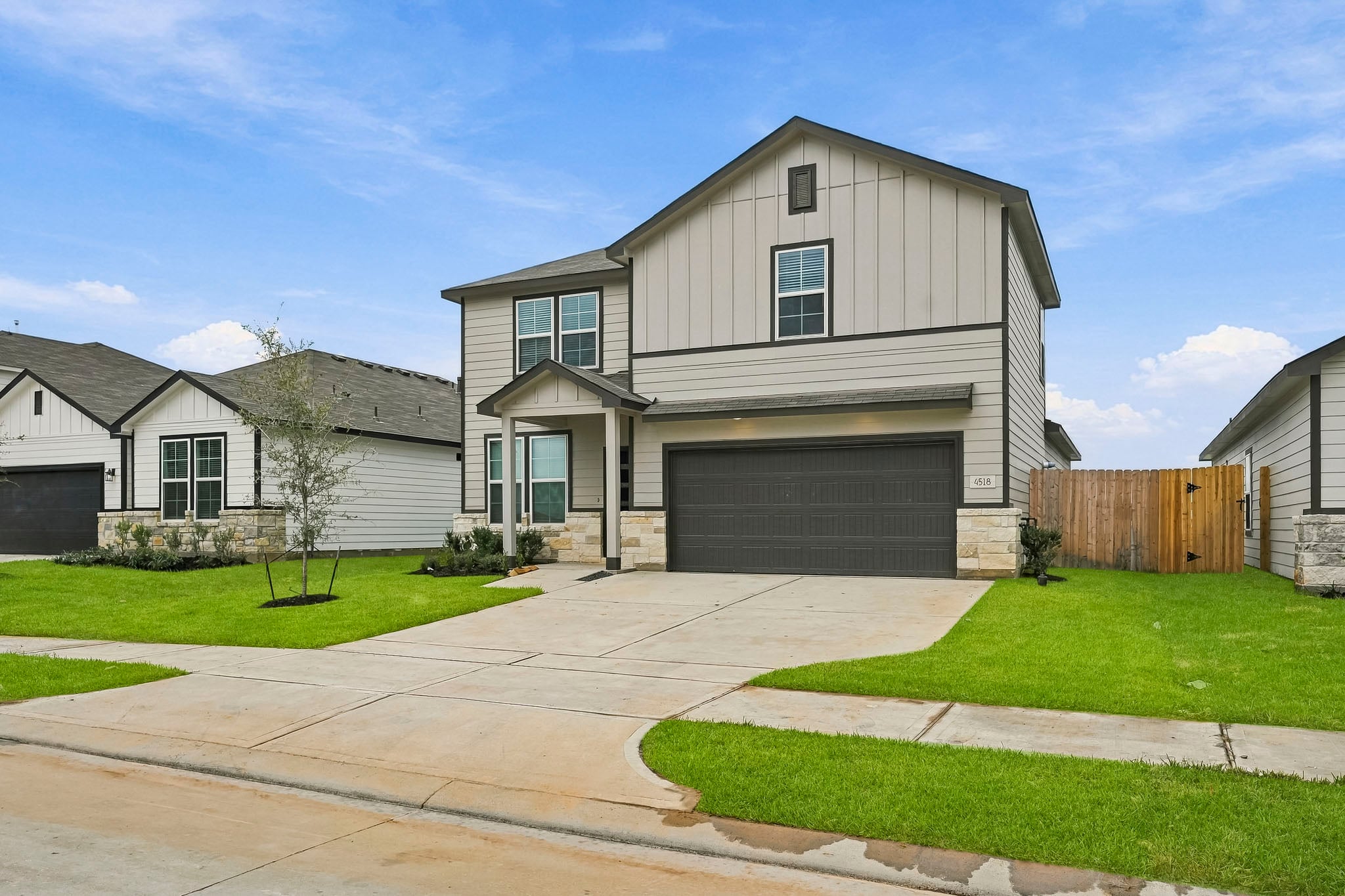 A house with a garage.