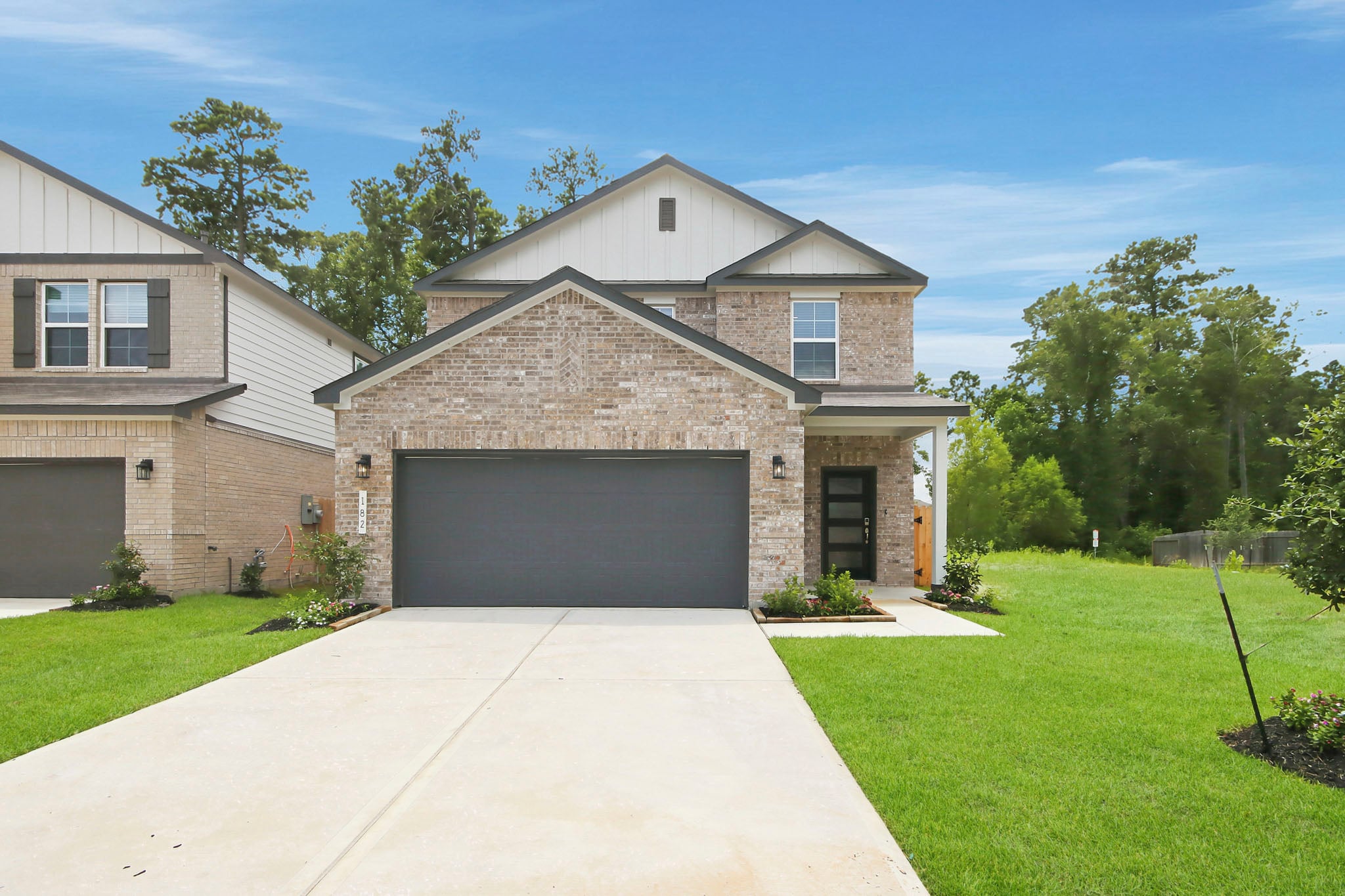 A house with a garage.