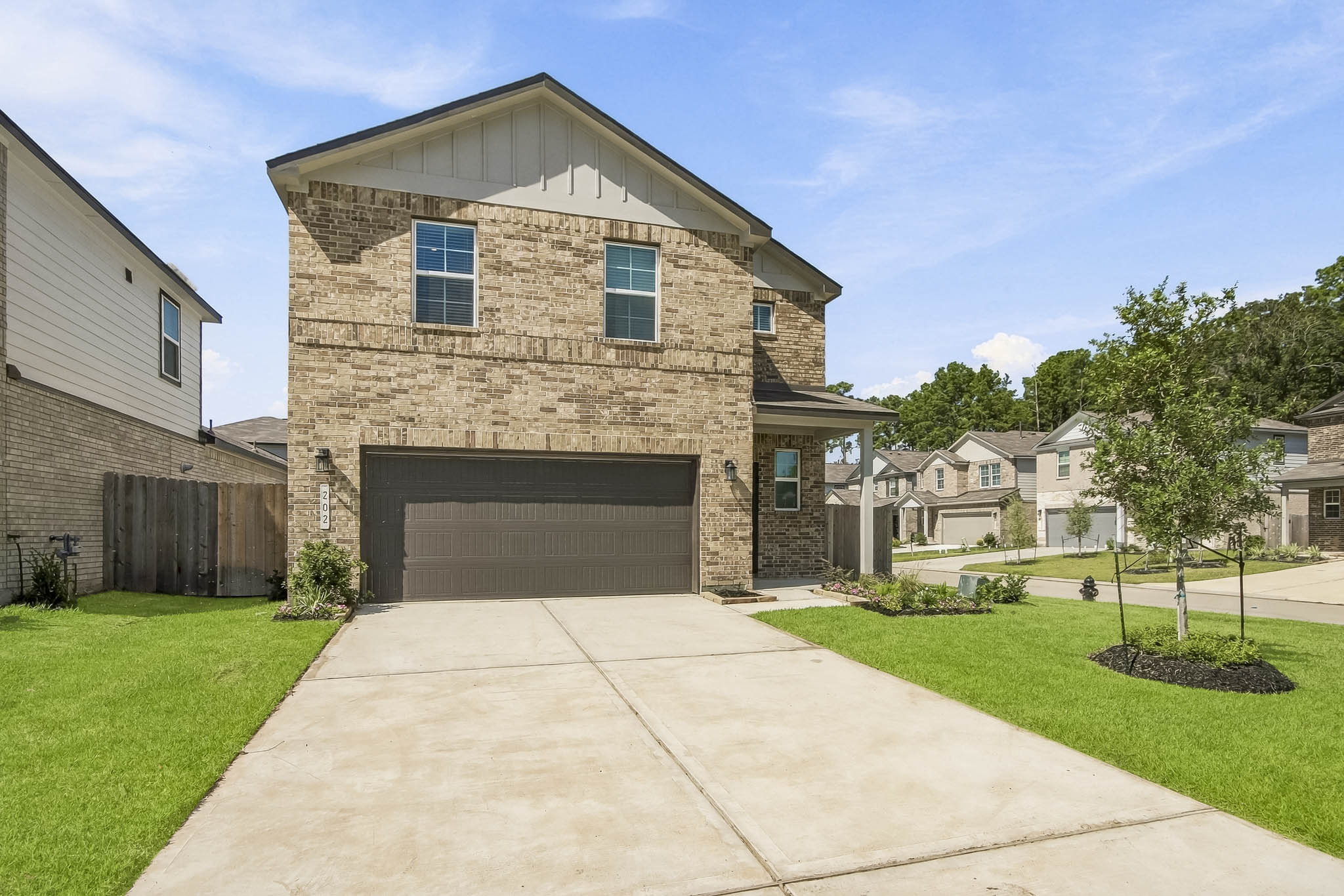 A house with a garage.