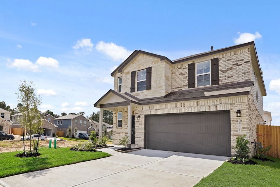 A house with a garage.