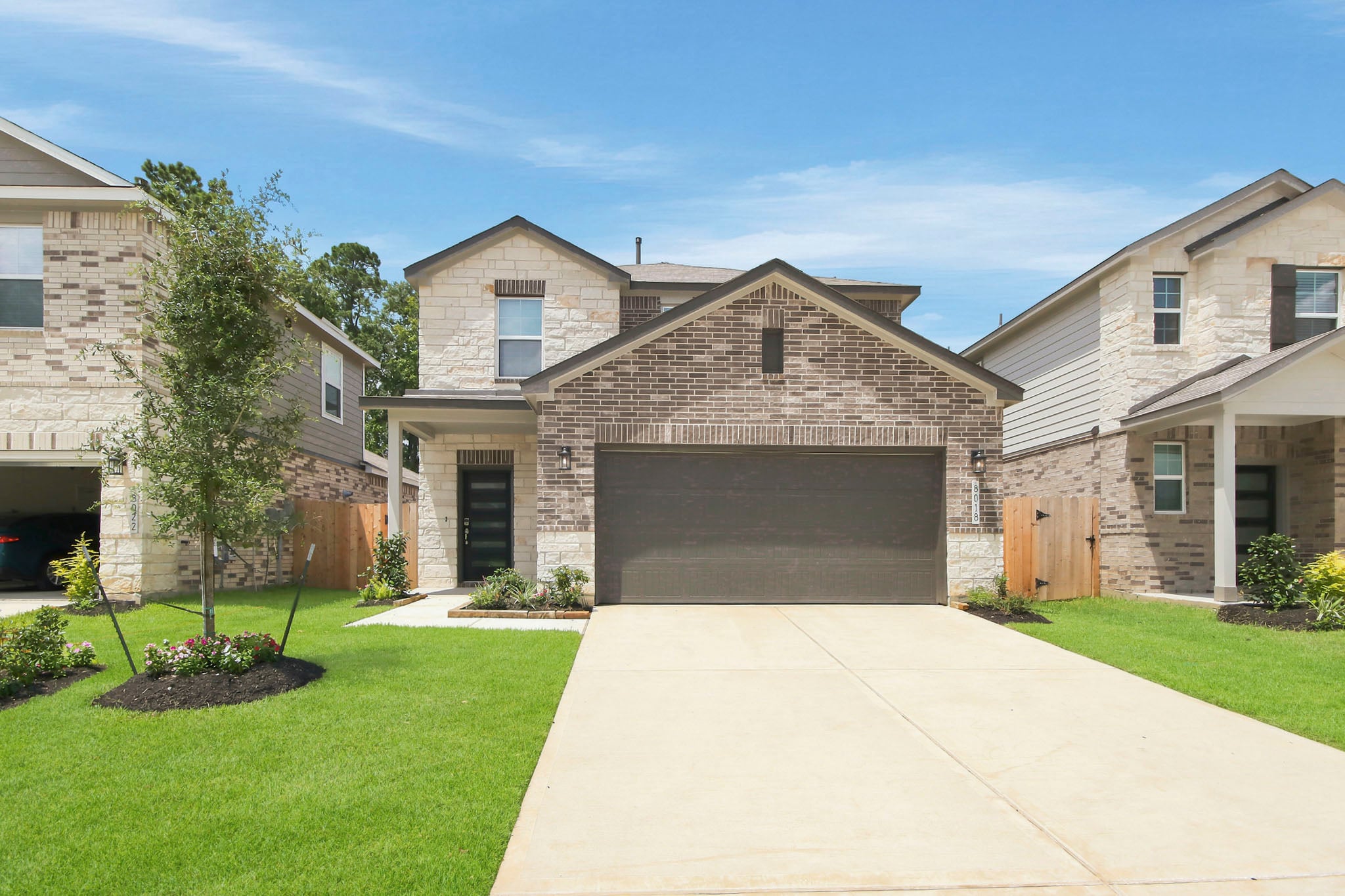 A house with a driveway.