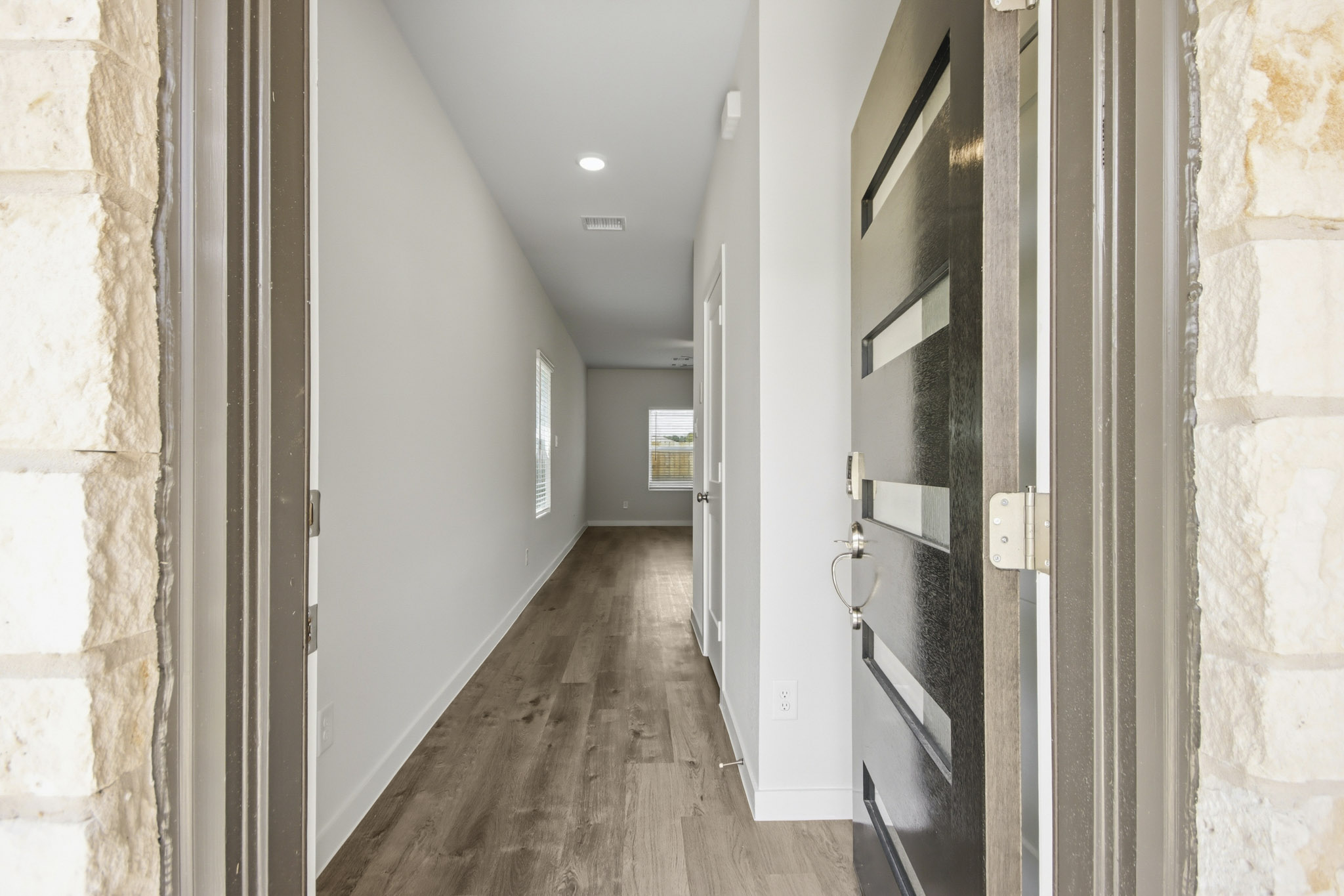 A hallway with doors.