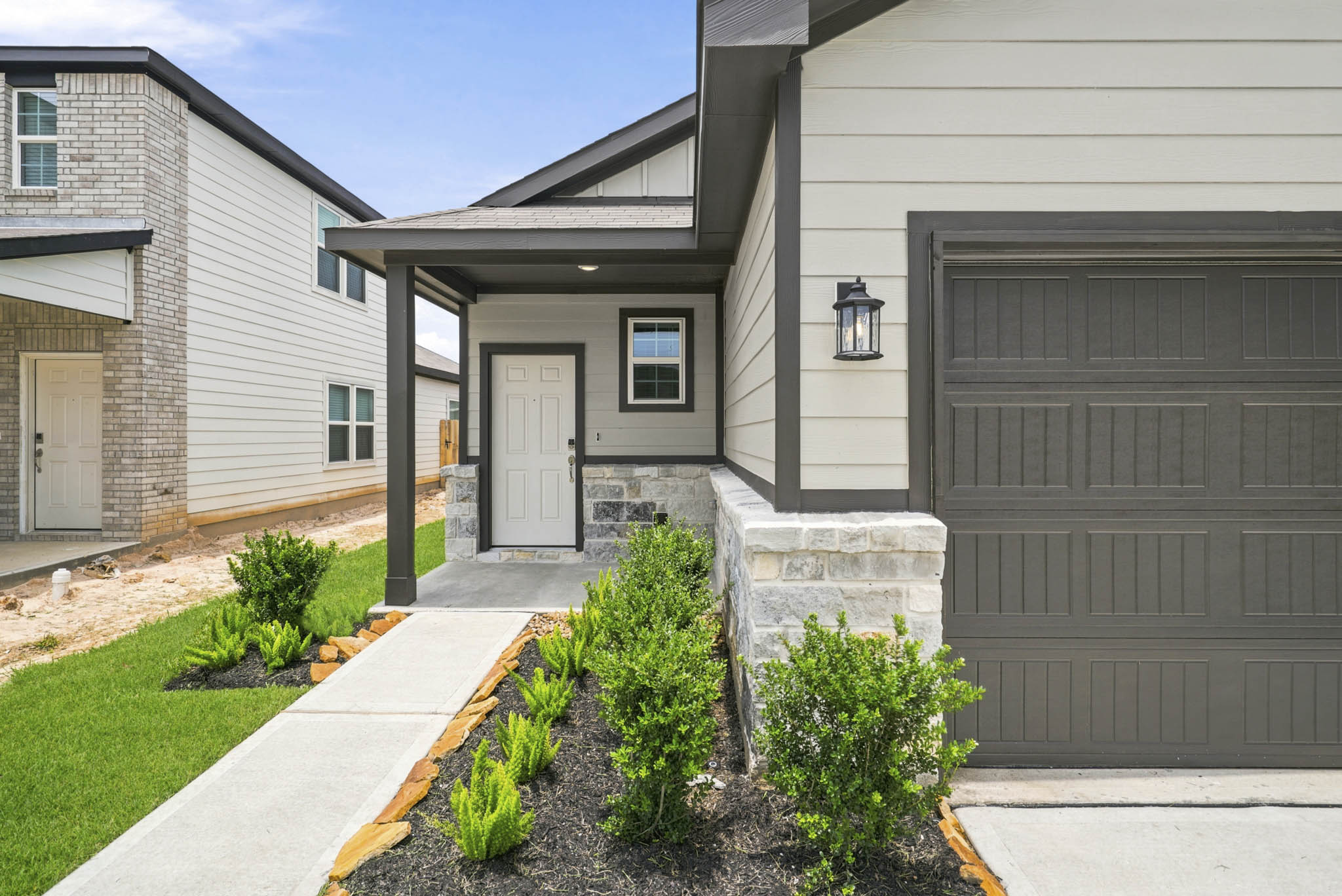 A house with a garage.