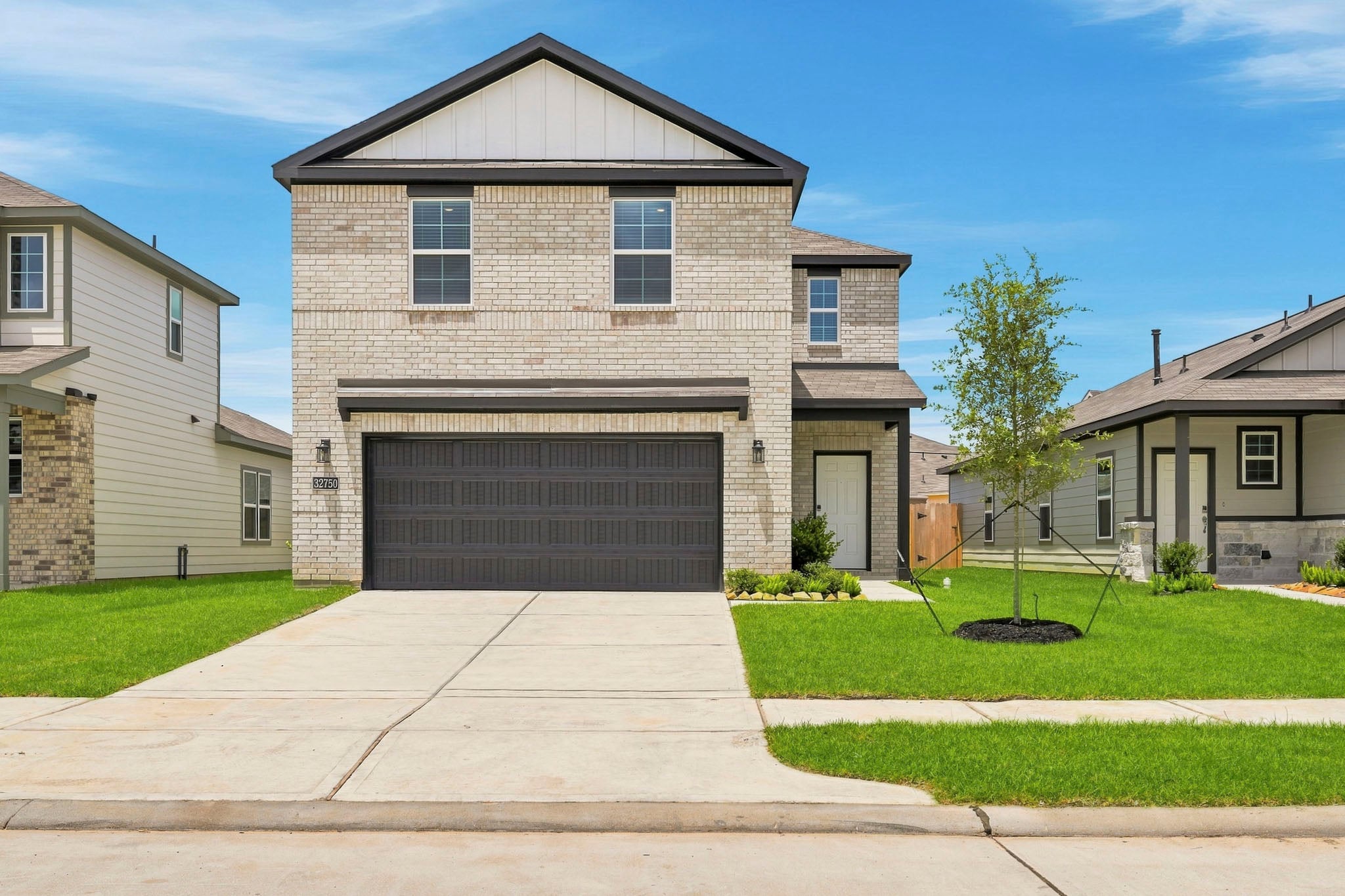 A house with a garage.