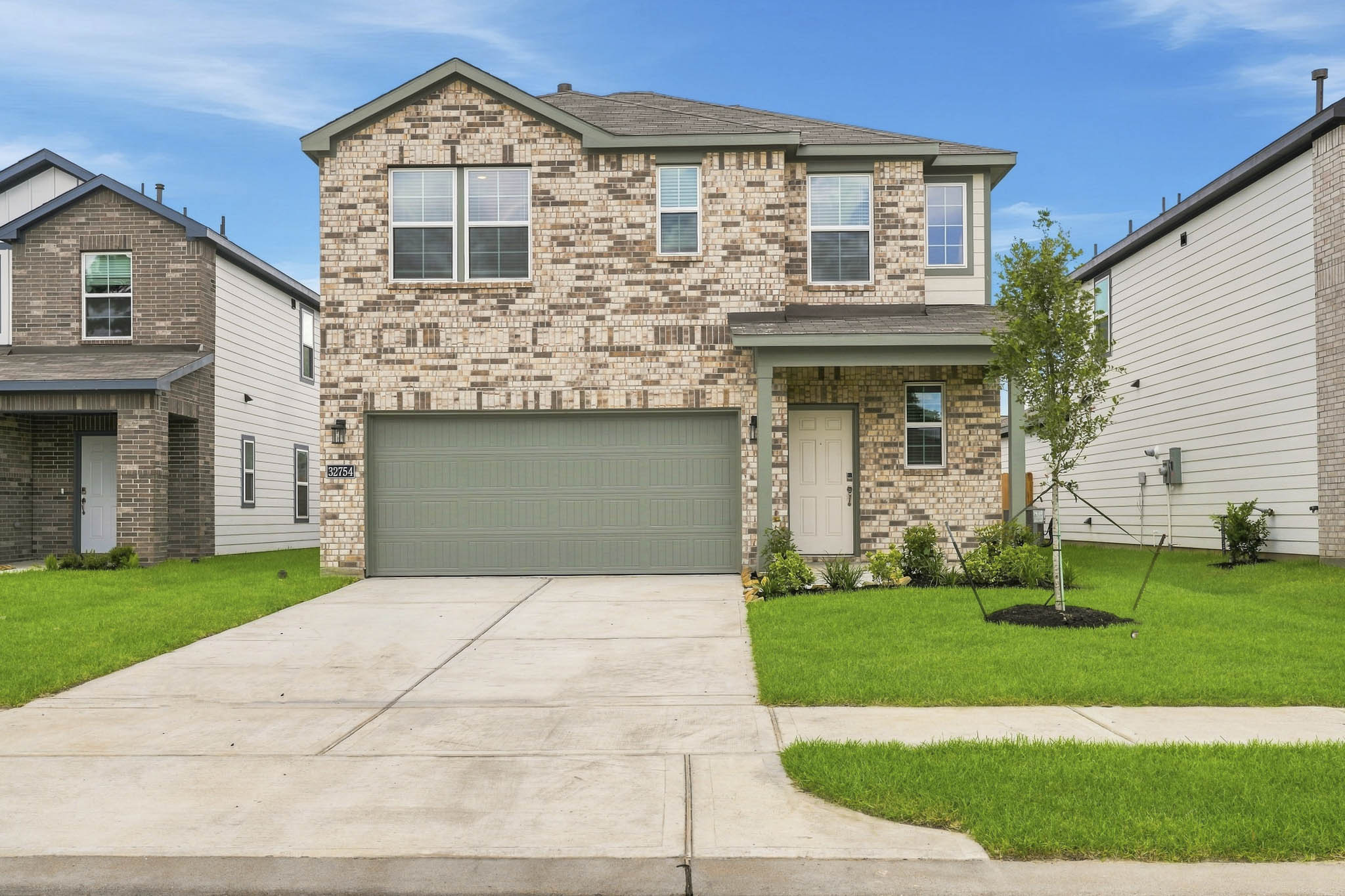 A house with a garage.