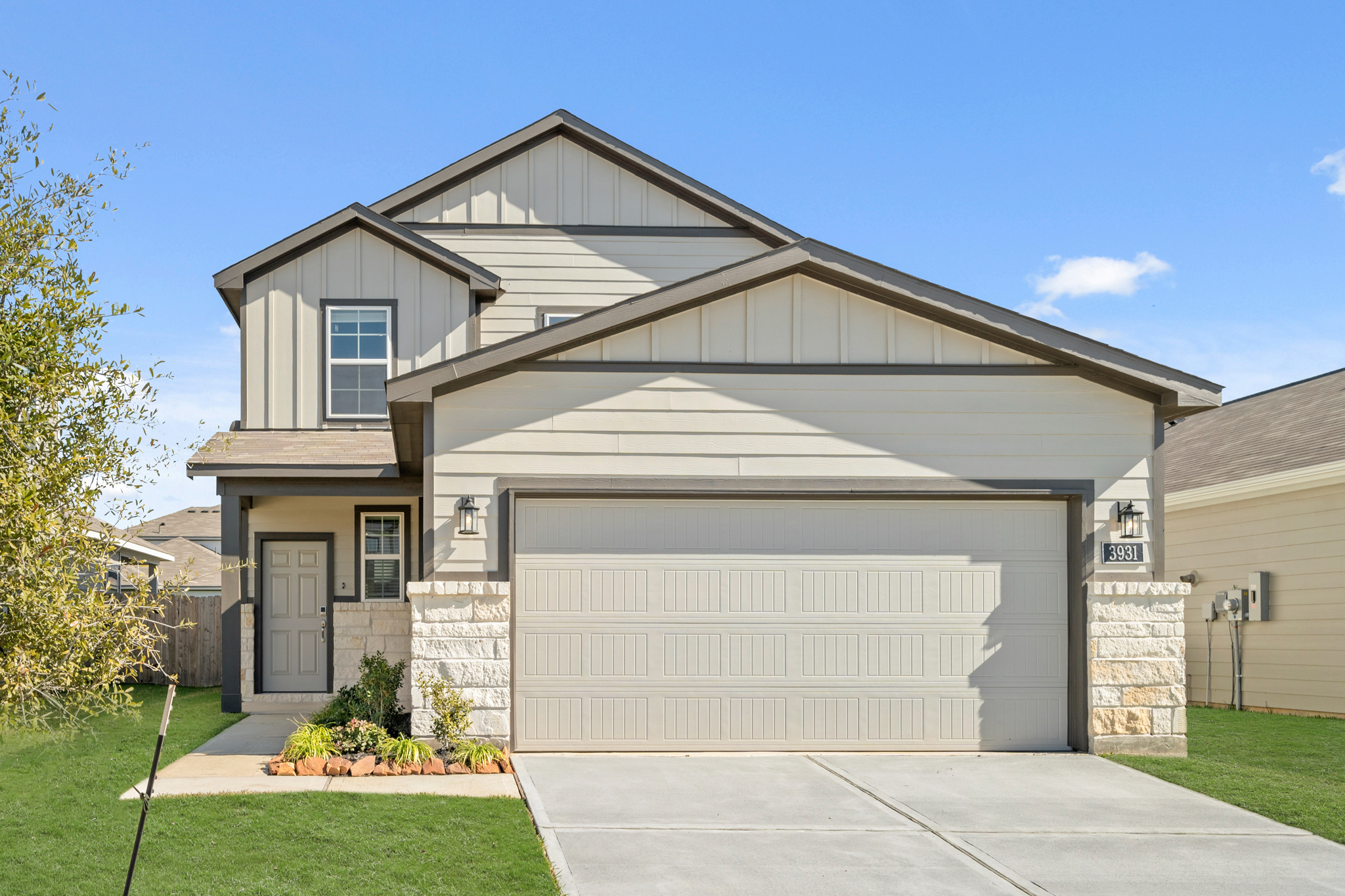 A house with a garage.