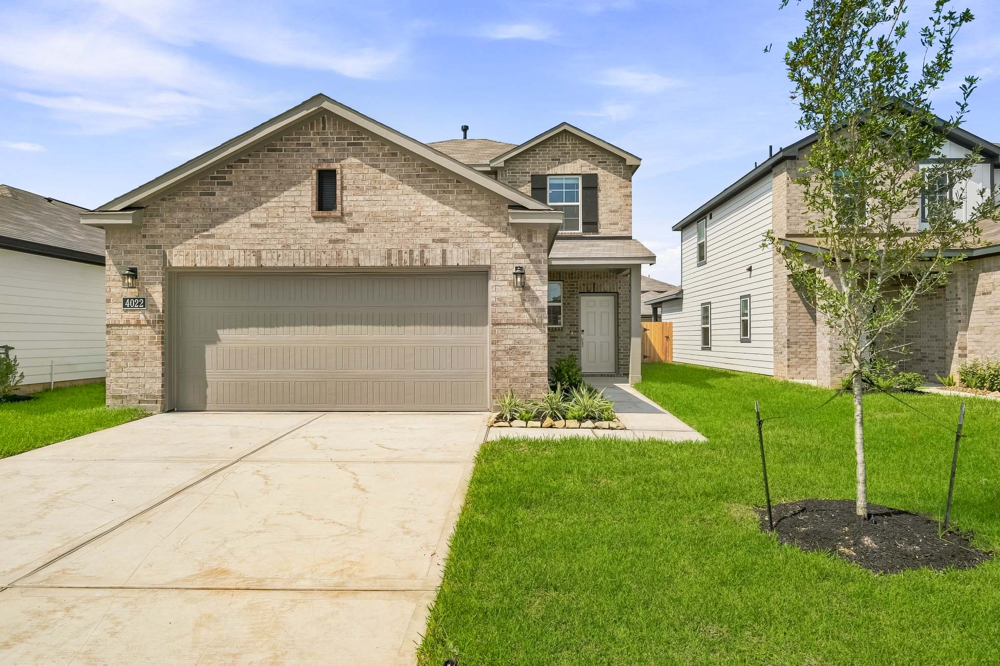 A house with a garage.