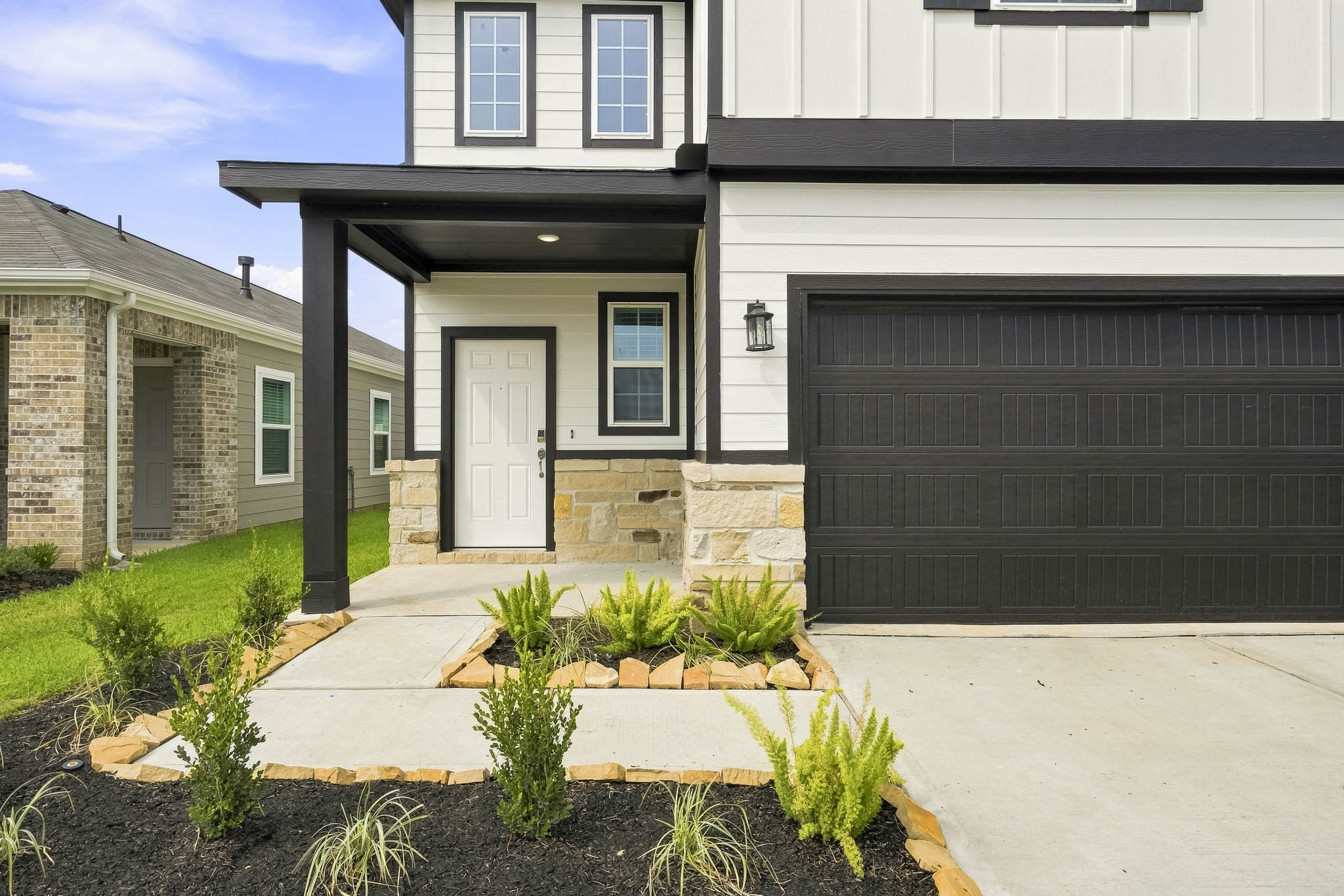 A house with a garage.