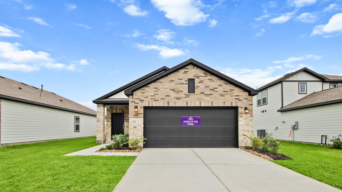 A building with a garage.