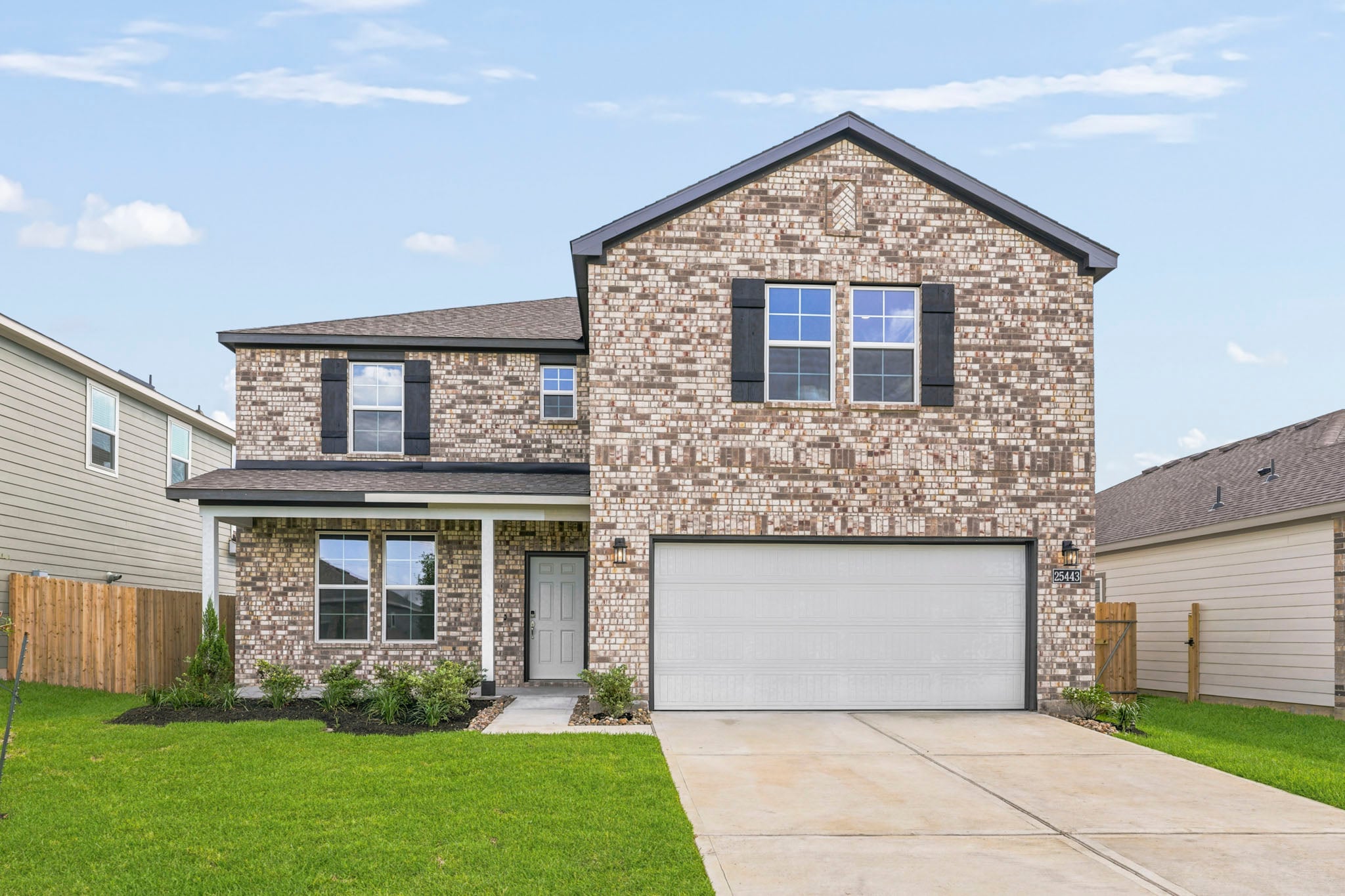 A house with a garage.