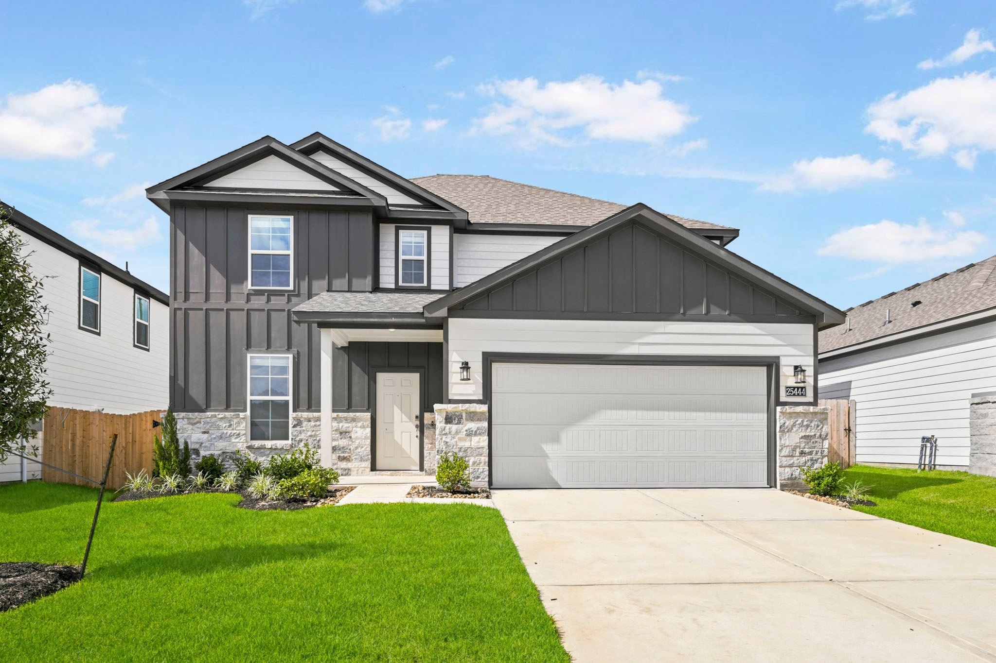 A house with a garage.